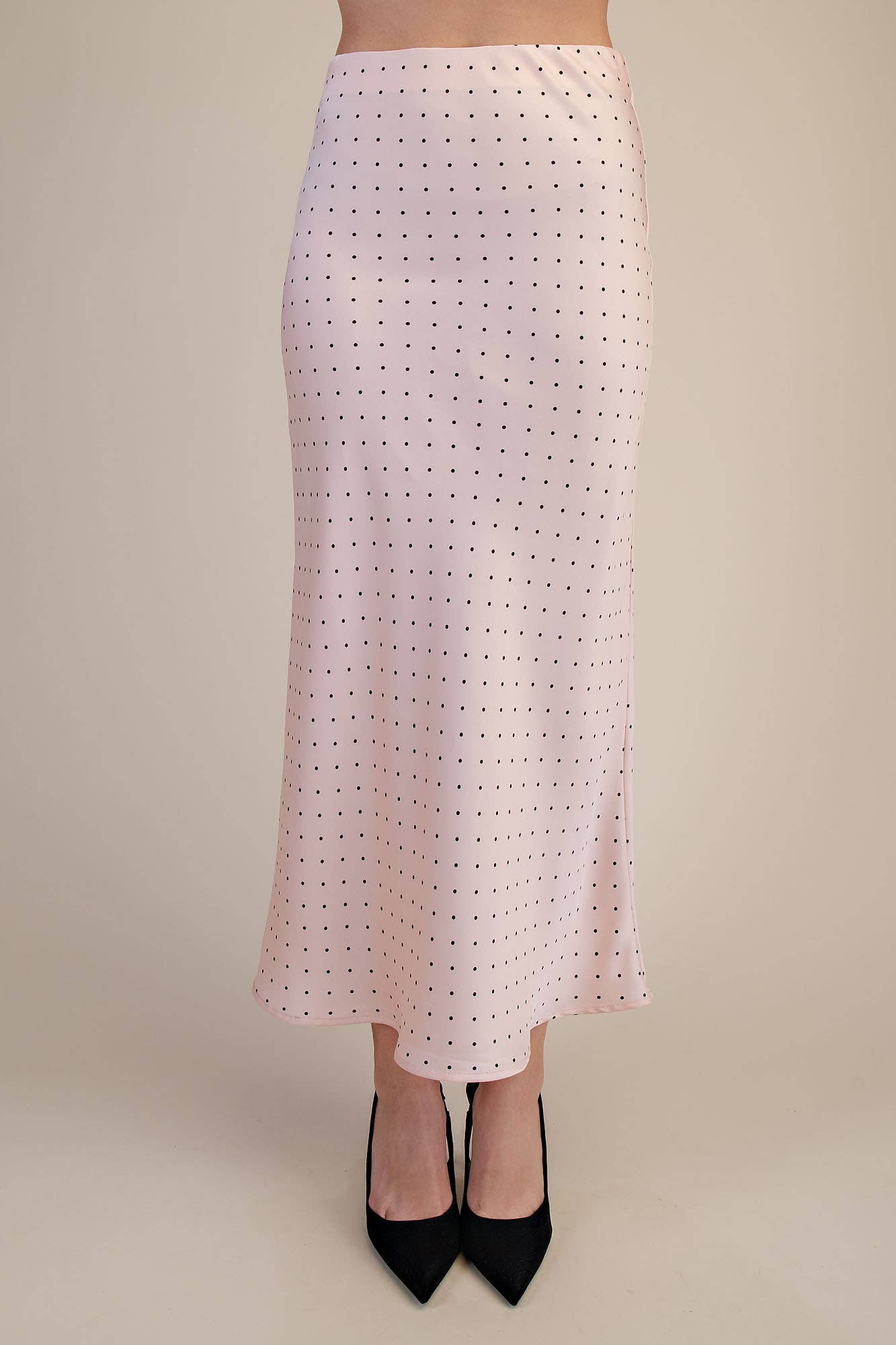 Morgan Dot Waist Elastic Band Midi Skirt