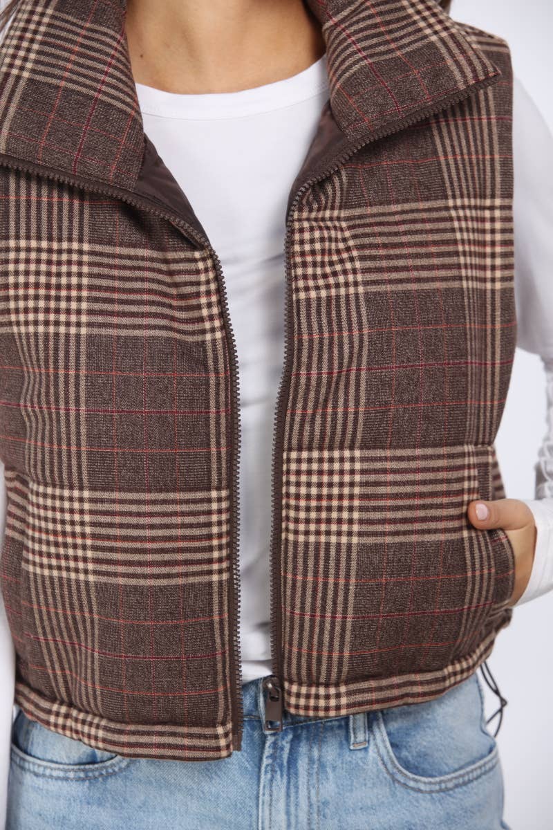 Gayle Plaid Puffer Vest