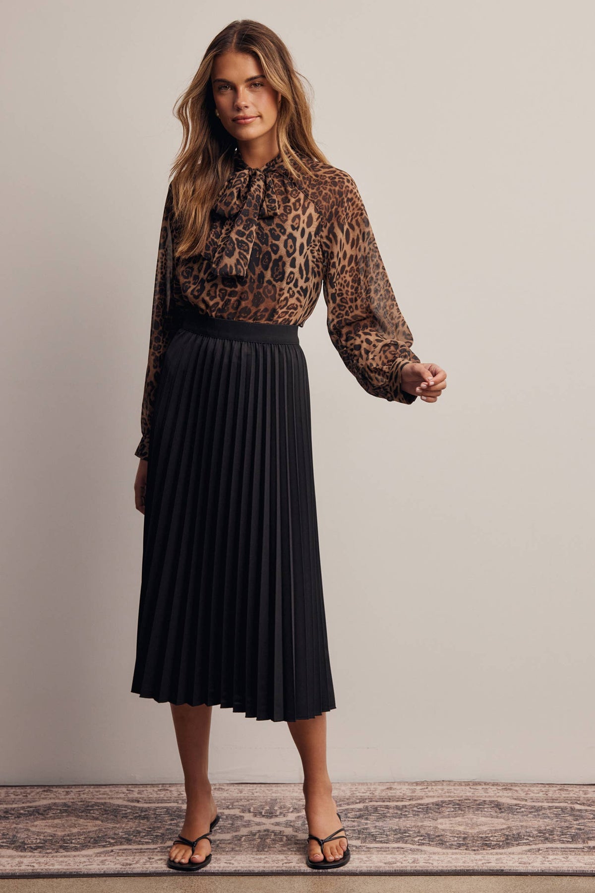 Drea Animal Print Tie Neck Chiffon Blouse PREORDER