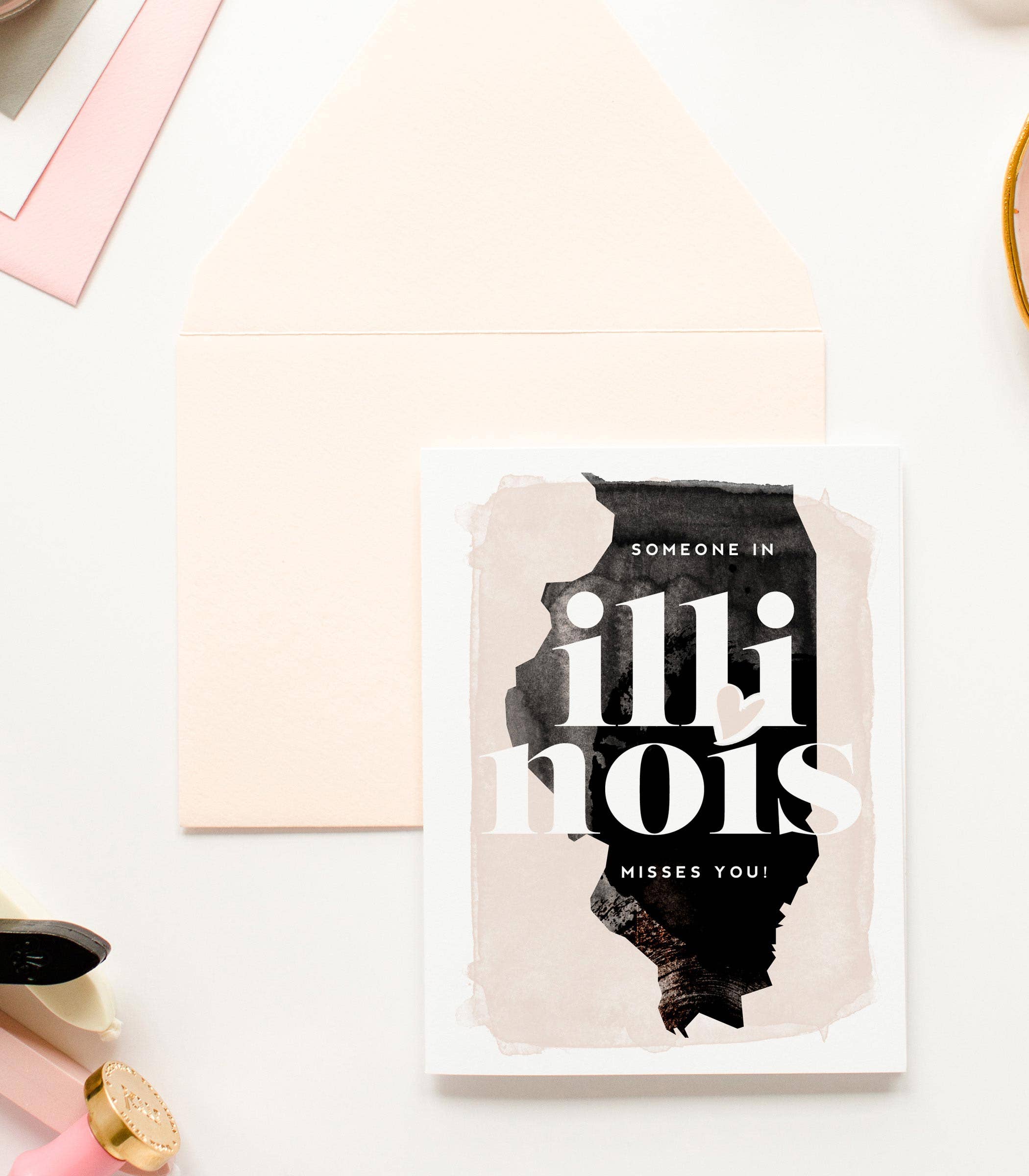 Someone In Illinois Misses You - Love Greeting Card