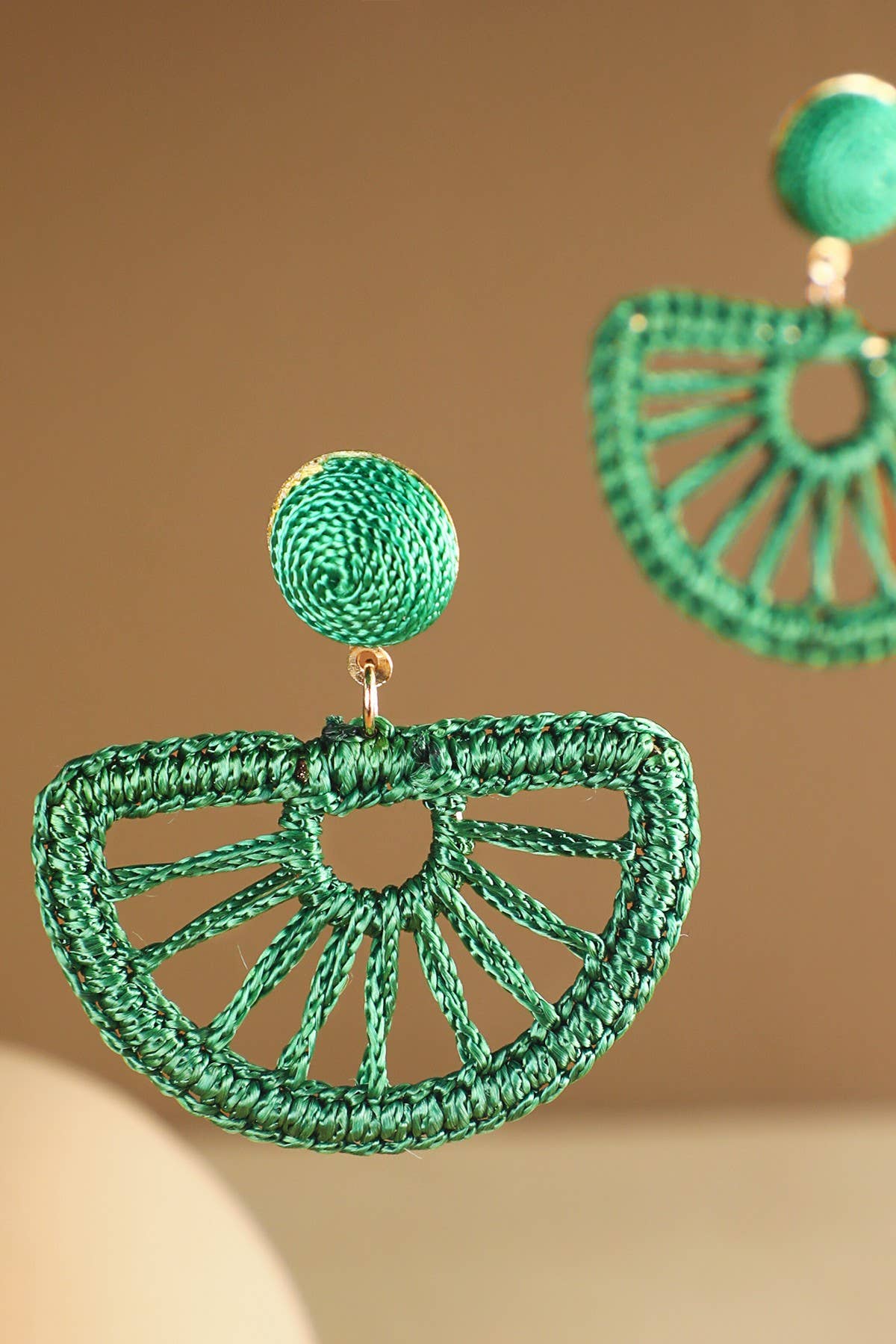 Saya Rattan Knitted Half Moon Drop Earrings