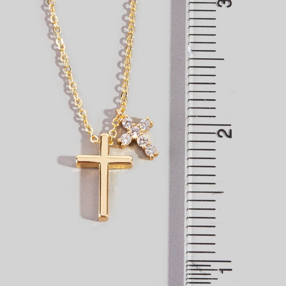 Ruddy Gold Dipped Cross Charms Necklace (2 Colors!)