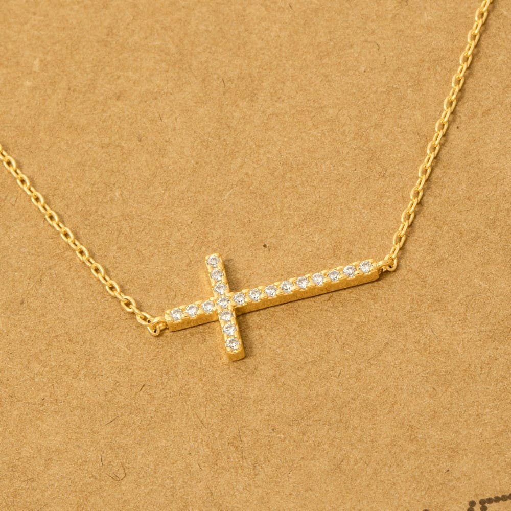 Stret Cross Jewel Pendant Necklace