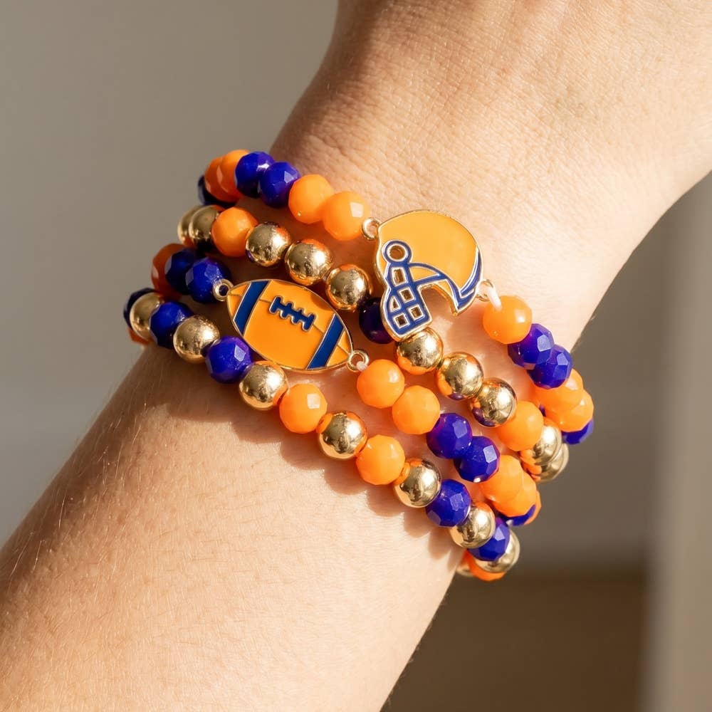 Smenton Enamel Football Charm Crystal Bead Bracelet
