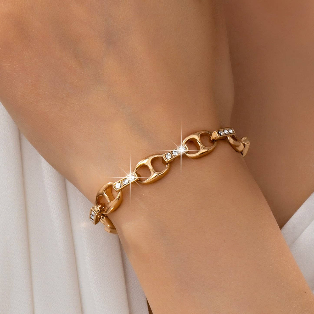 Claire Sparkling Gold Link Chain Bracelet
