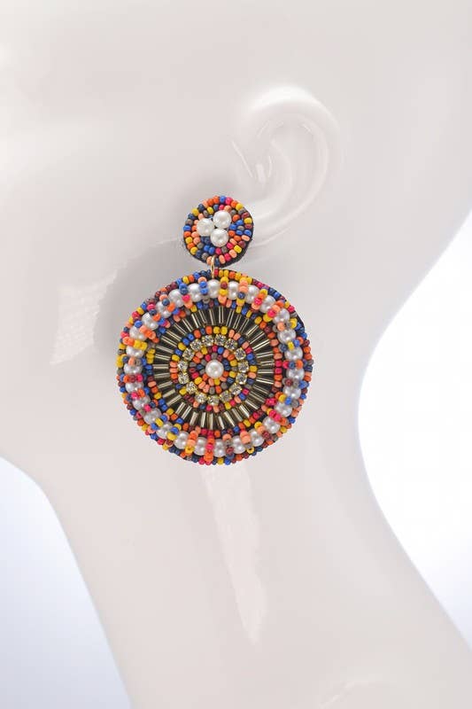 Hux Multi Mixed Seed Beads Earrings