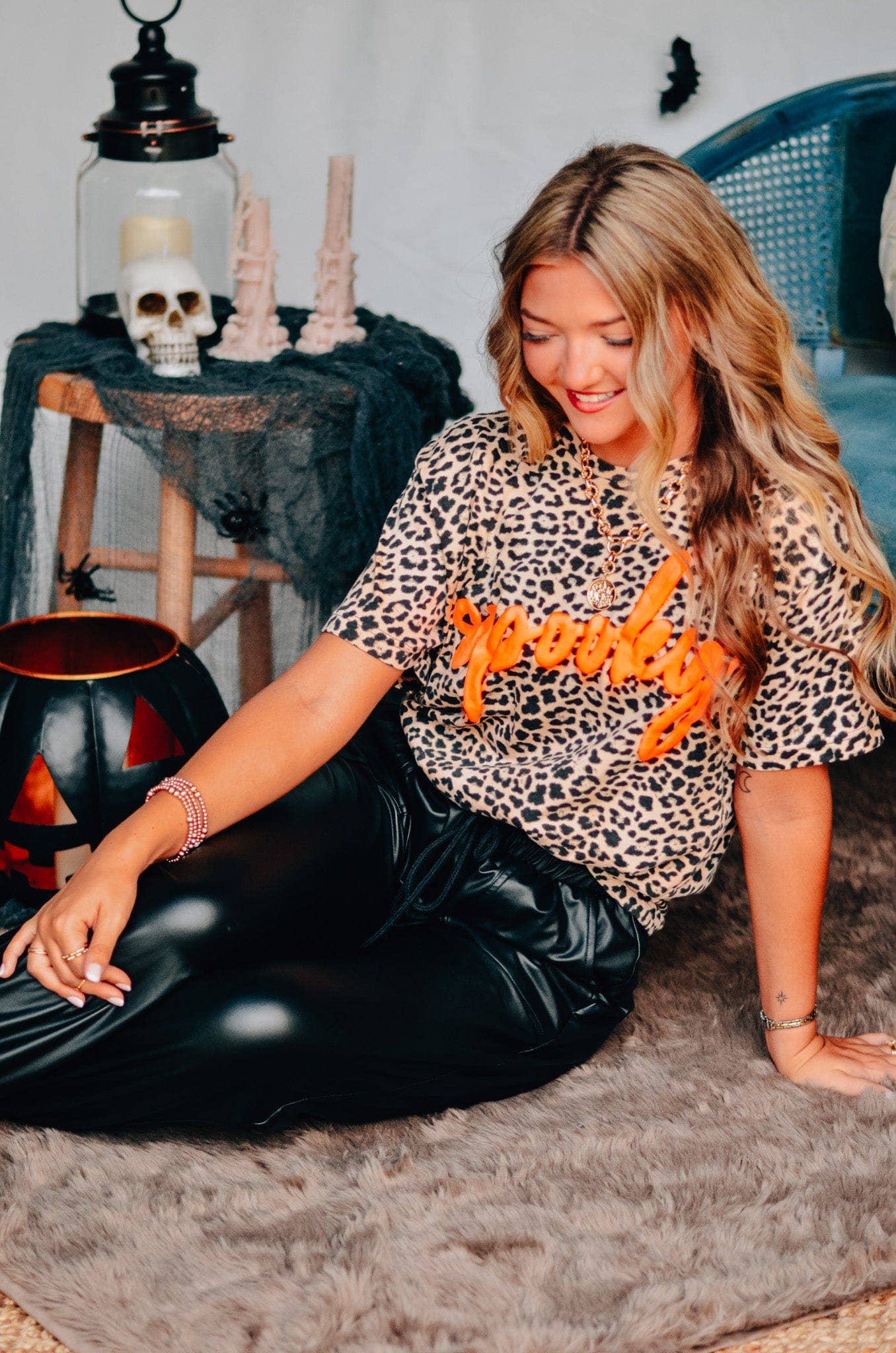 Spooky Bleached Leopard Tee- Small-XL!  PREORDER SHIPS 10/5