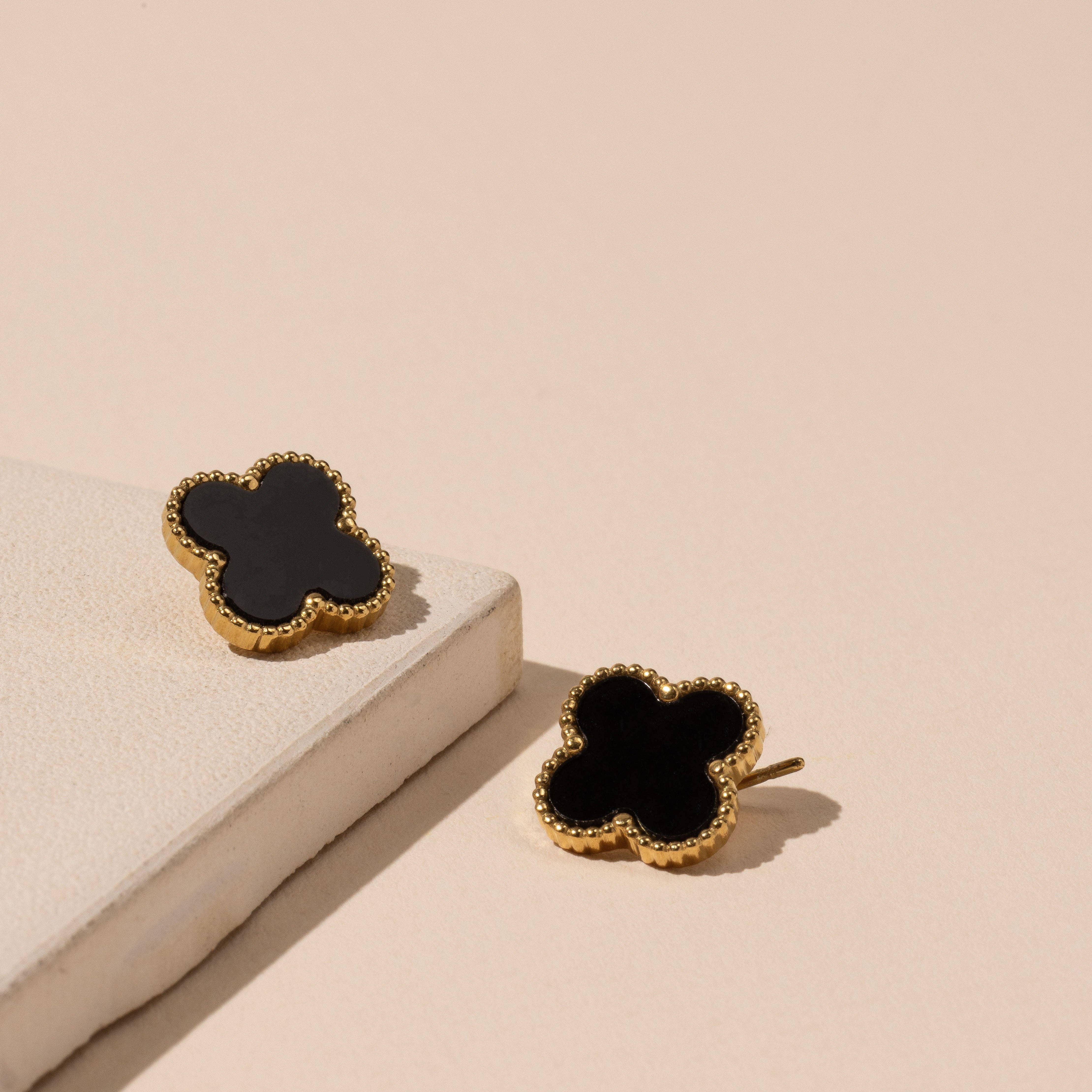 Liah Flower Shaped Gold Stud Earrings