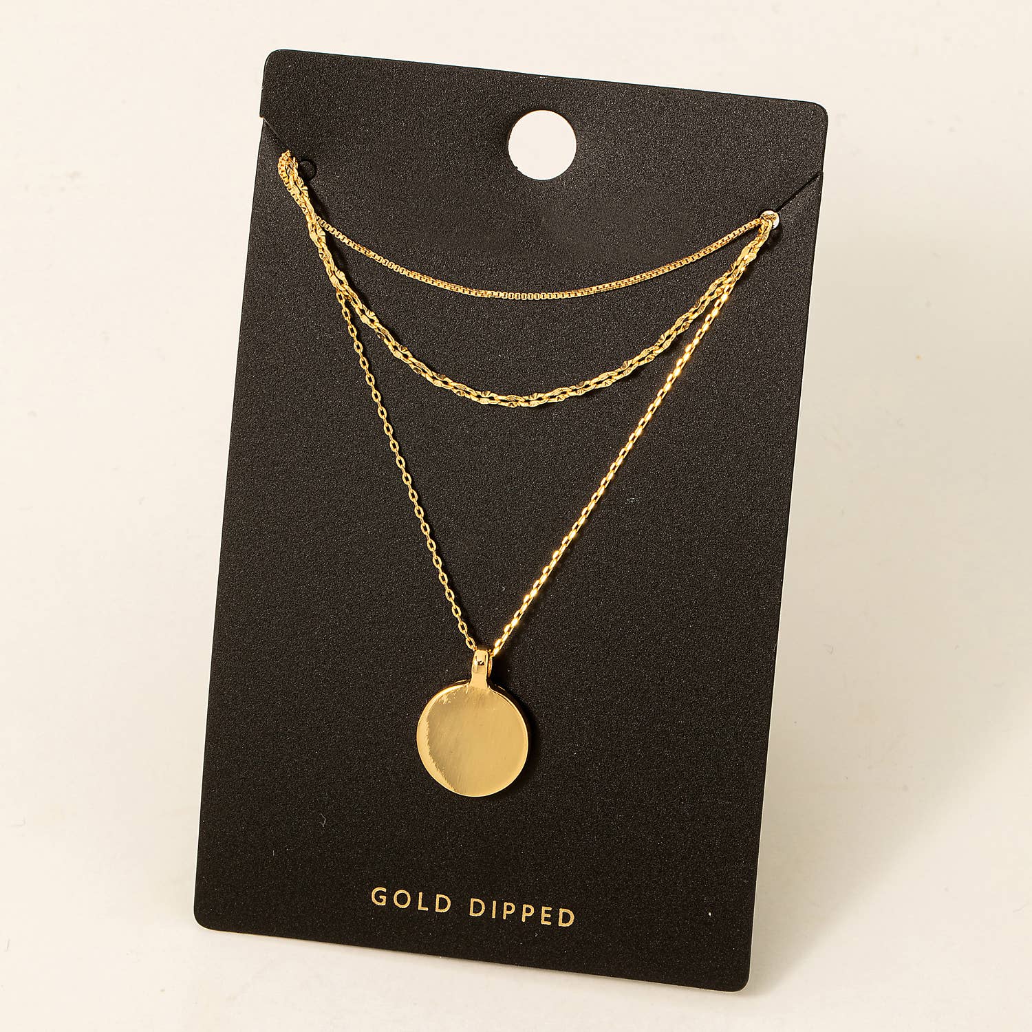 Amili Gold Dipped Coin Charm Layered Chain Necklace