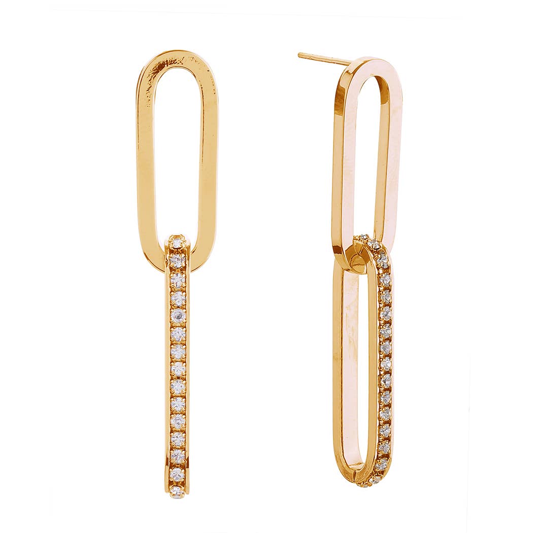 Nelli 14K Dipped CZ Linked Narrow Hoops Post Earrings