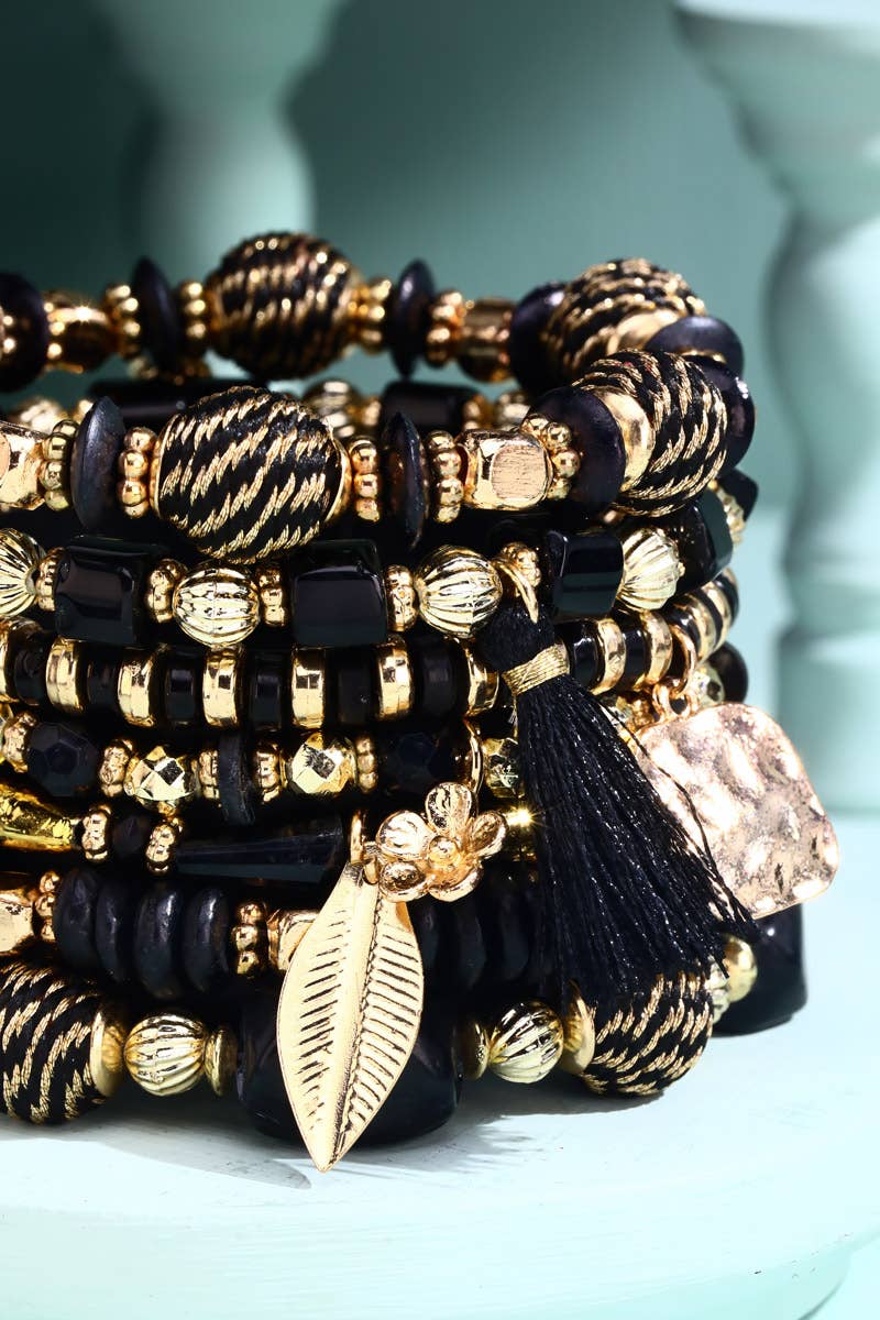 Fiona 7 Strand Multi Bead Stretch Bracelet
