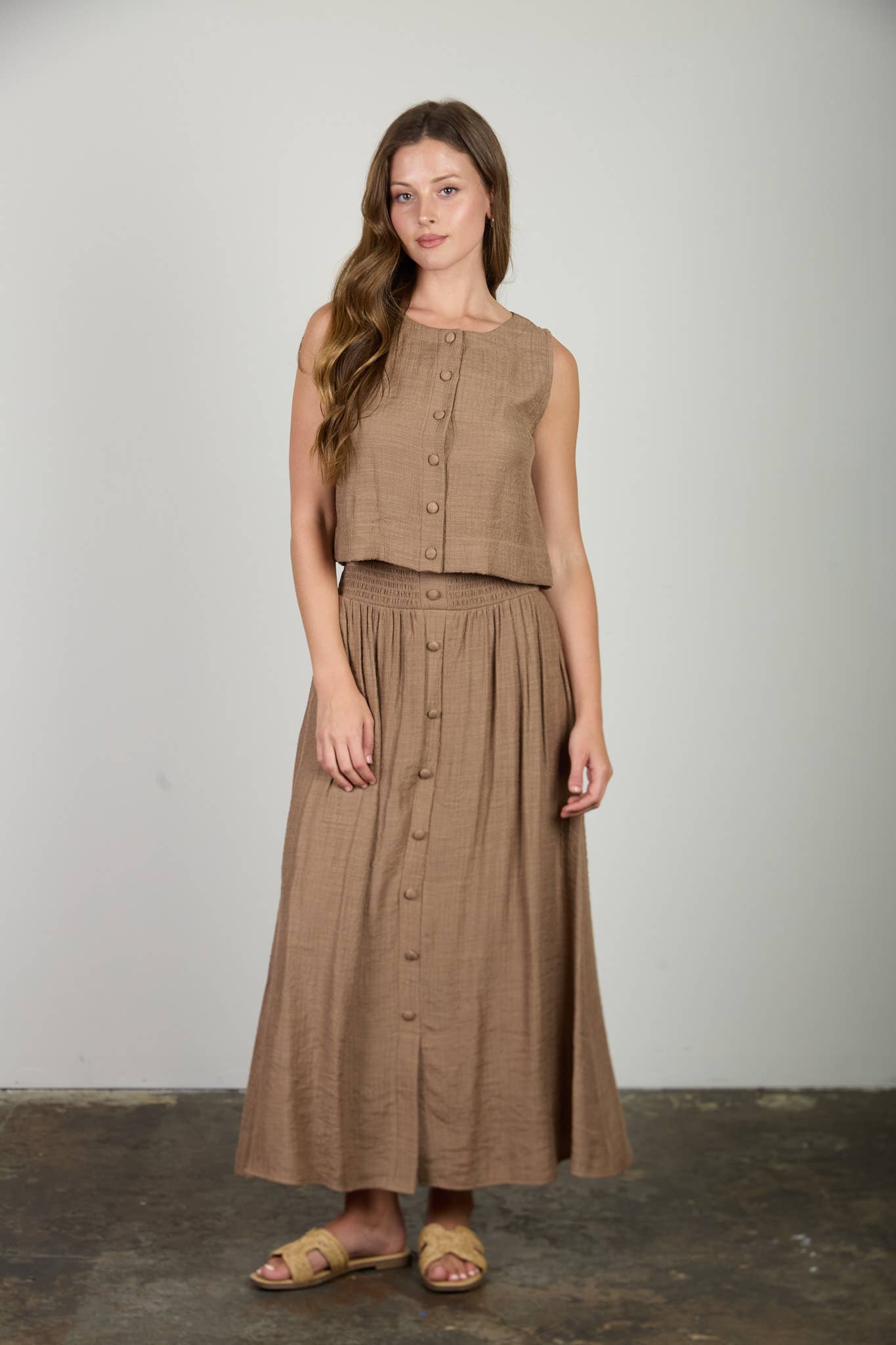Starla Smocked Waist Midi Skirt