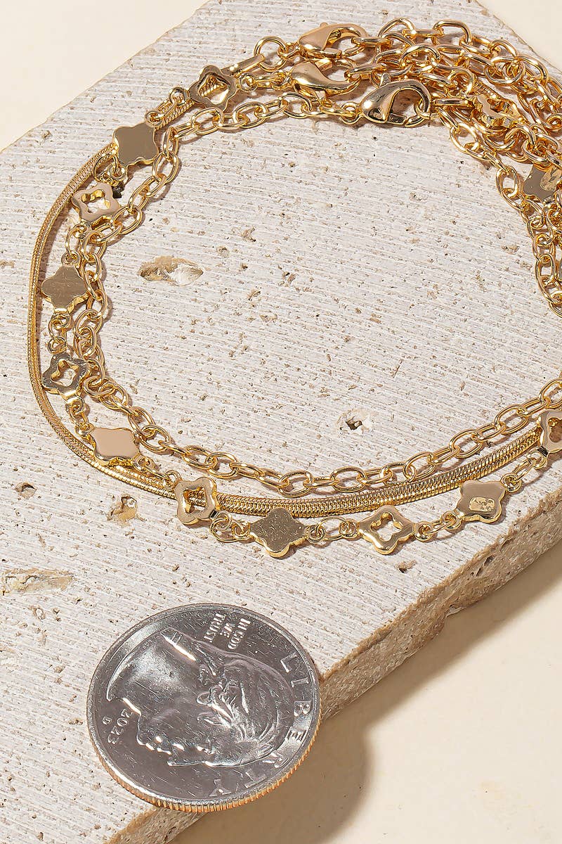 Roper Clover Charms Mixed Layered Bracelet