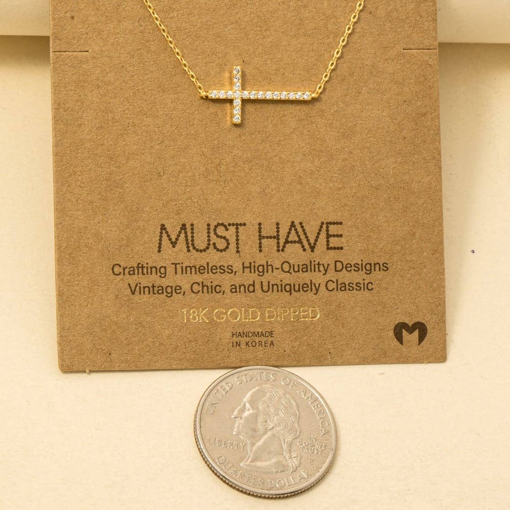 Stret Cross Jewel Pendant Necklace