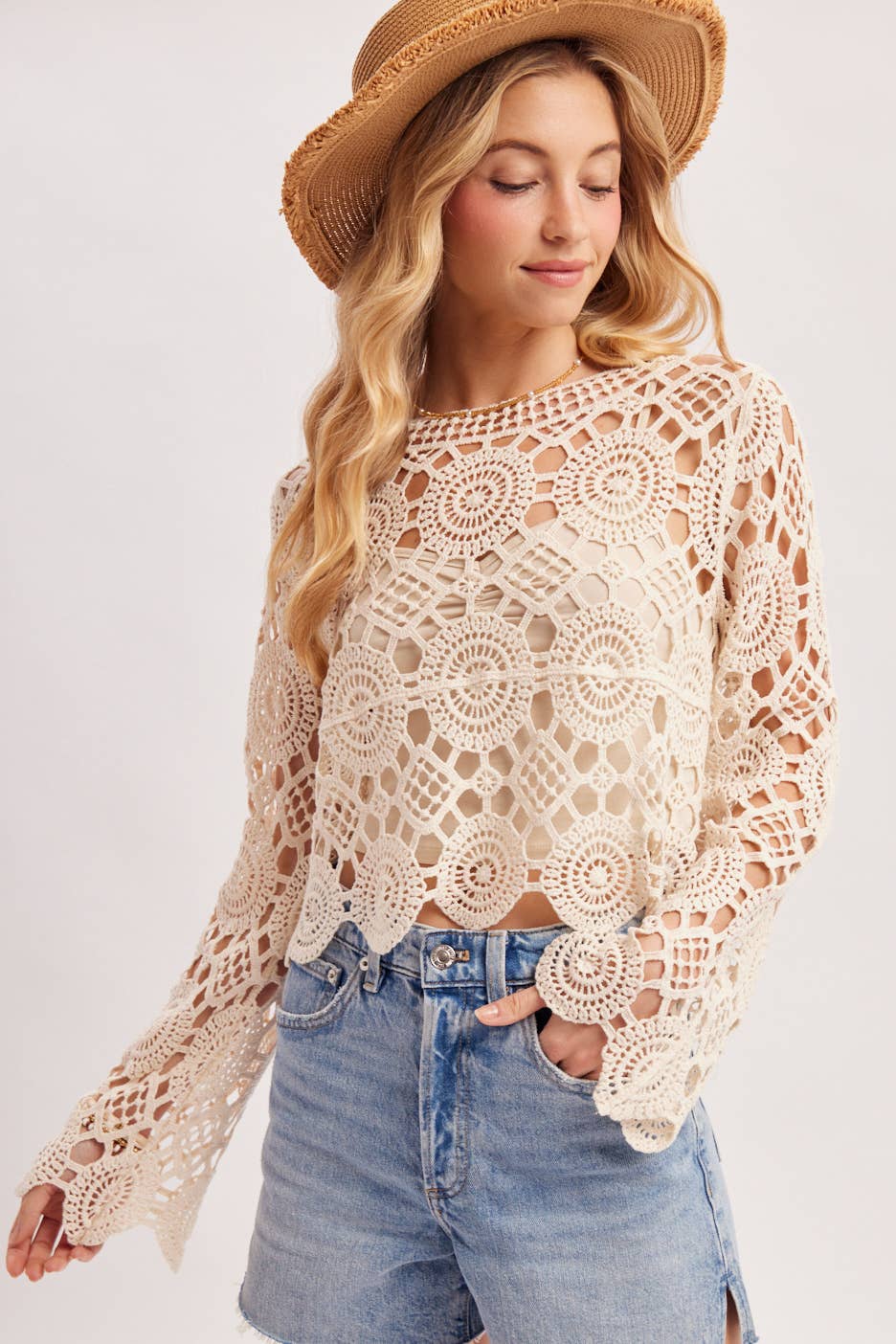 Voter Open Crochet Knit Top