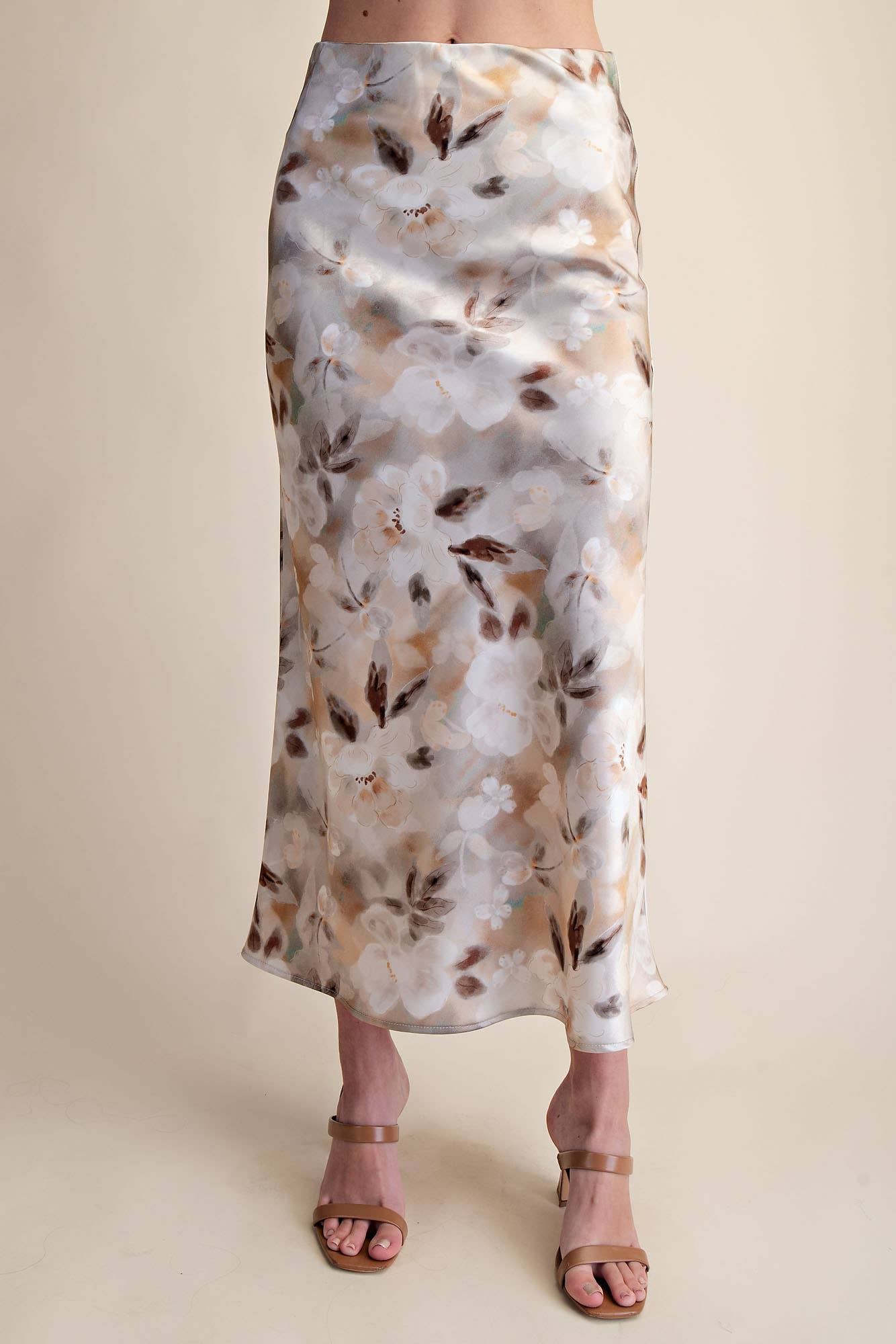 Mina Waist Elastic Band Midi Skirt