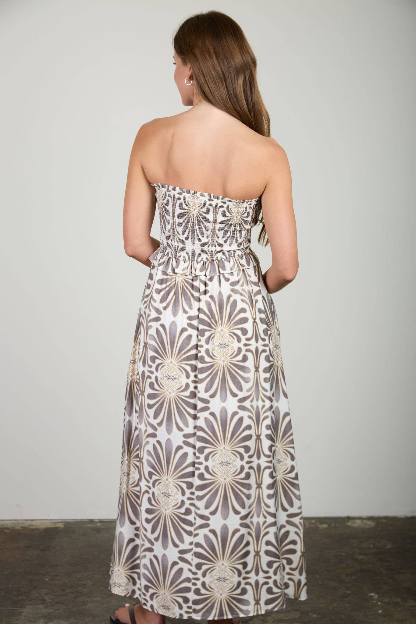Stendson Damask Smocked Midi Dress