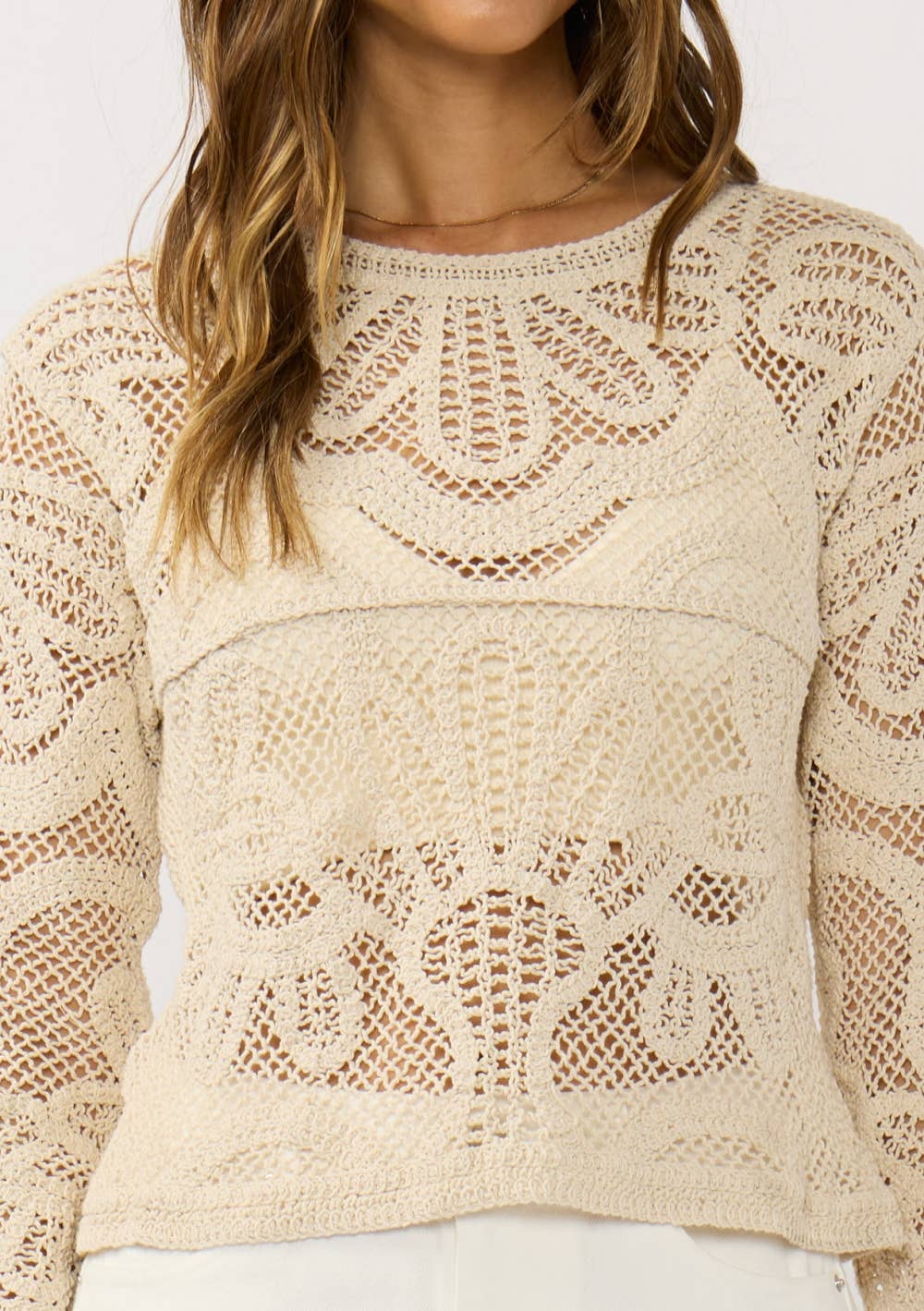 Roman Long Sleeve Crochet Top