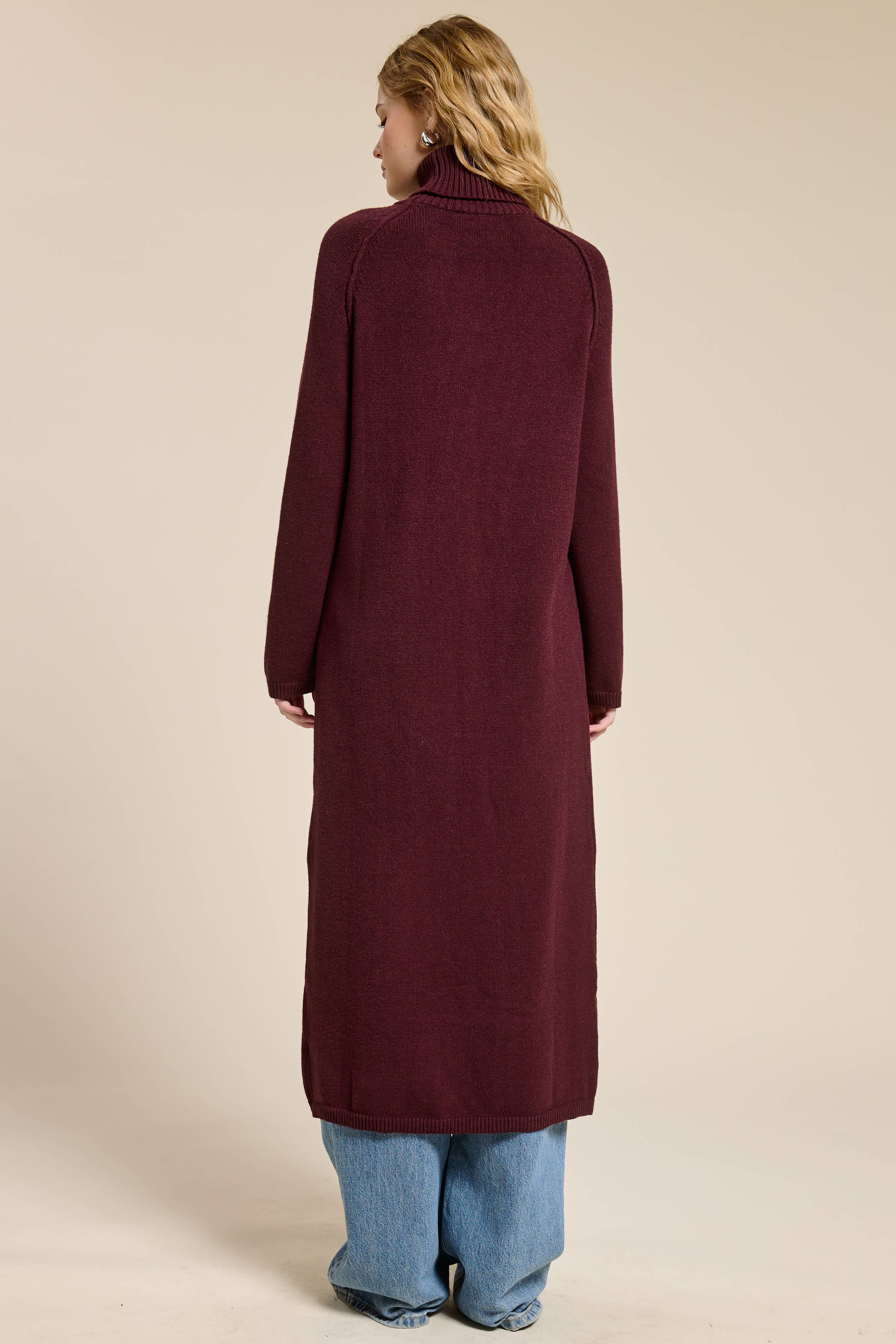 Vale Ribbed Turtleneck Tunic Sweater