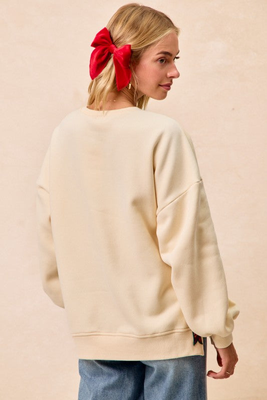 Merry Plaid Patch Sweatshirt