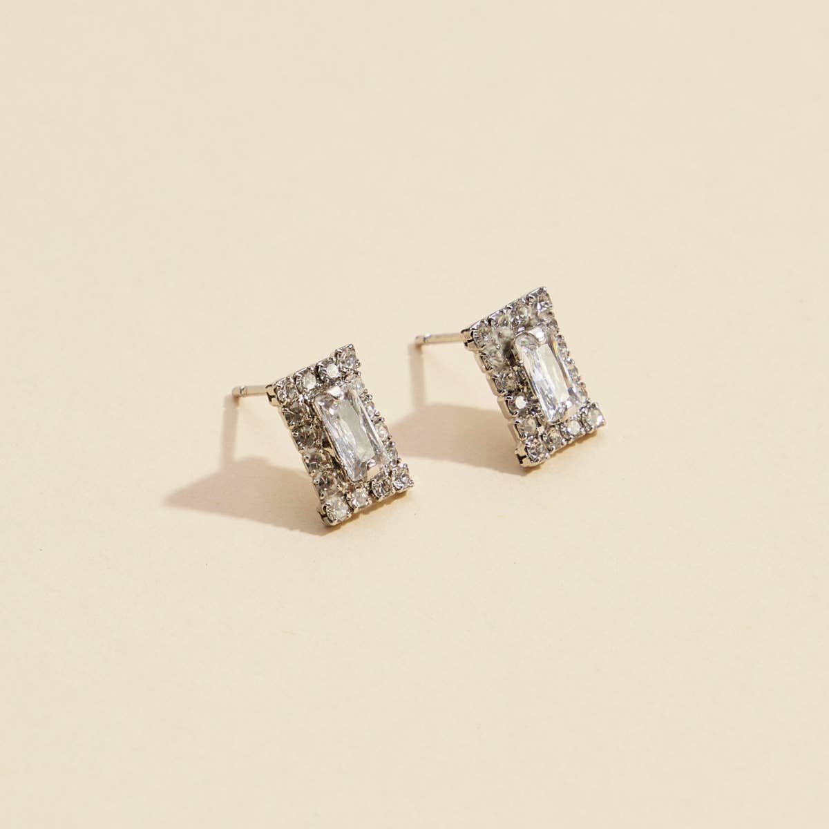 Grettal Rectangle Gold Dip Stud Earrings