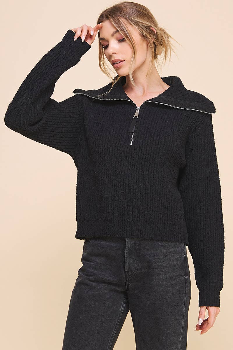 Grave Plush Half Zip Pullover Sweater