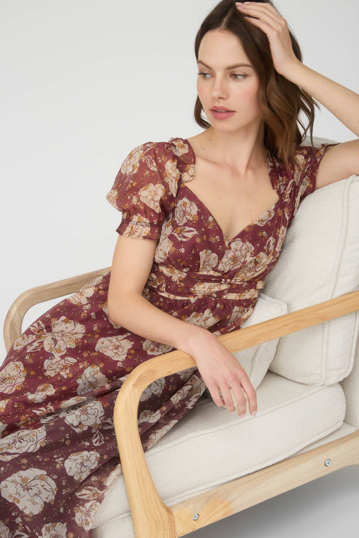 Sissie Back Tie Midi Burgundy Dress
