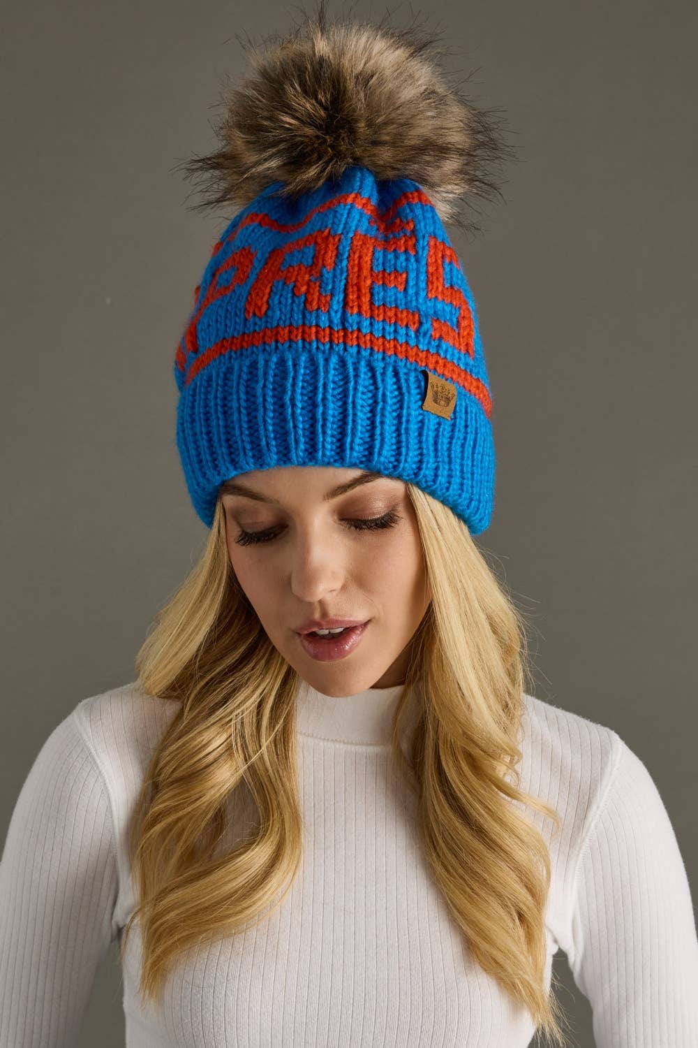 Lede Blue & Orange Apres Pom Hat