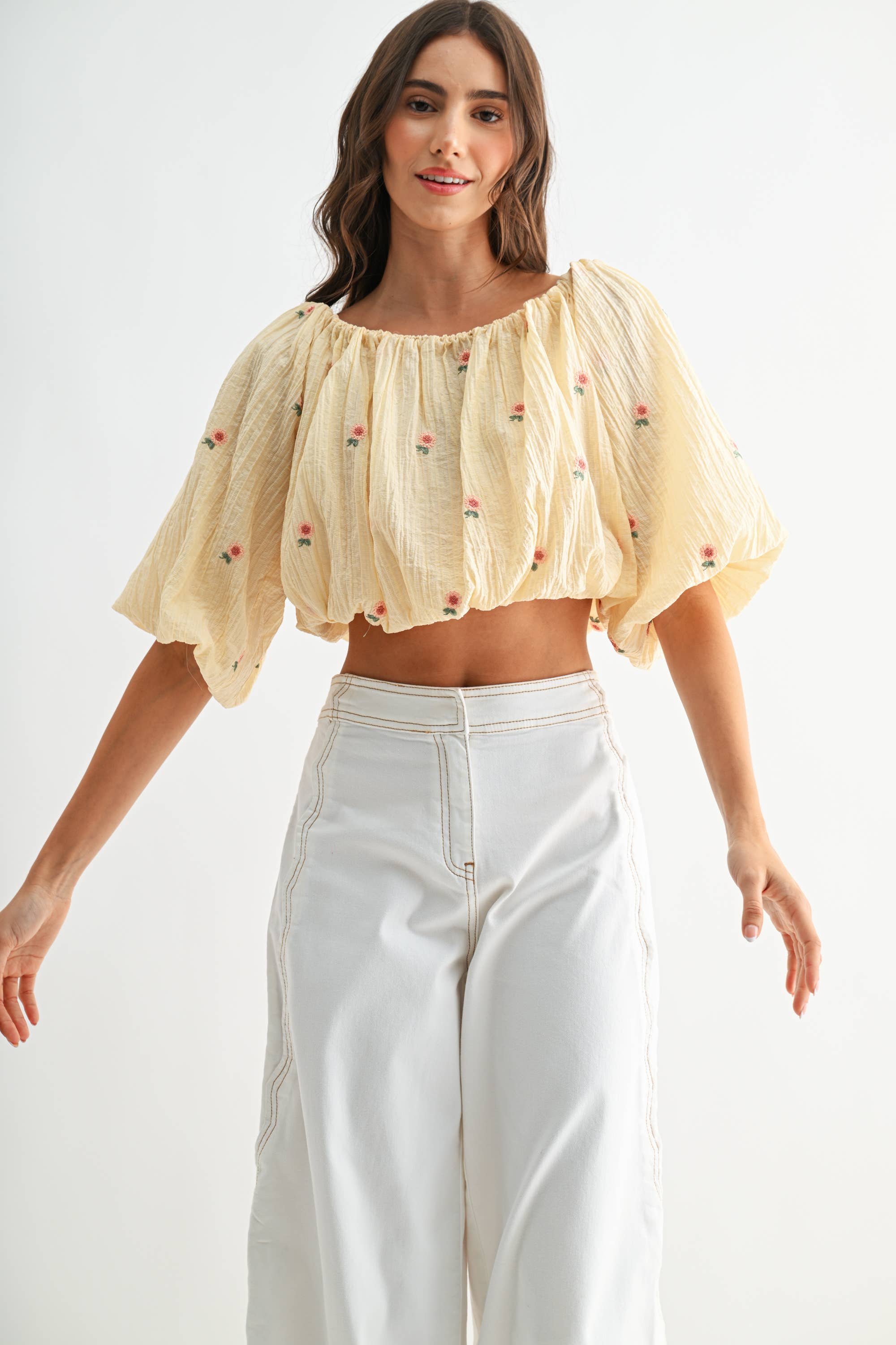 Viktor Off-Shoulder Floral Embroidered Blouse