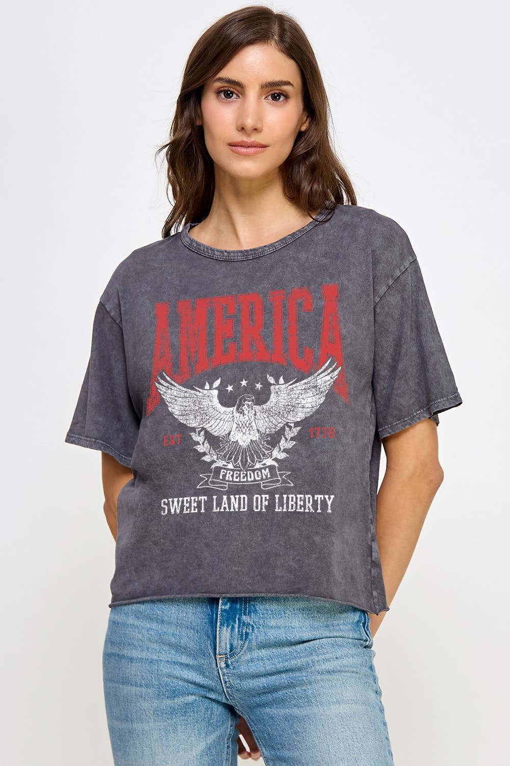America Sweet Land Of Liberty Mineral Washed T-Shirt