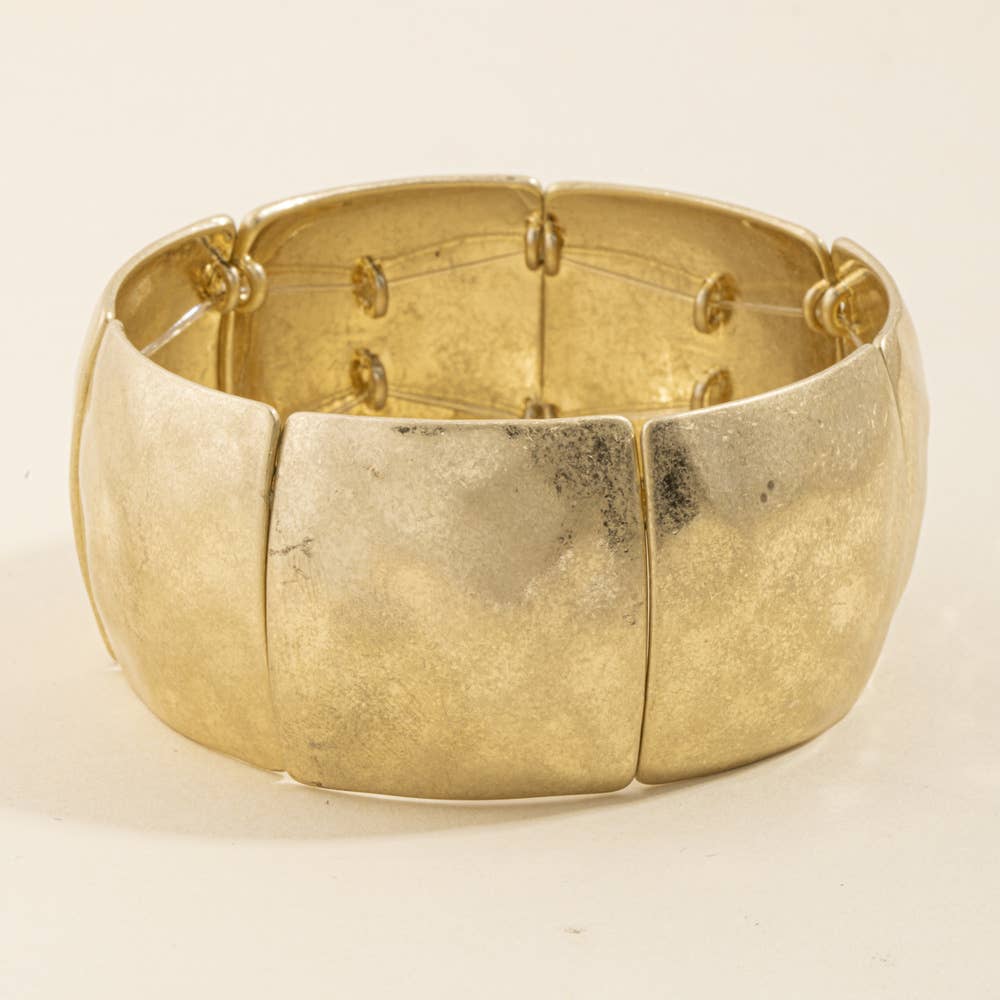 Seaton Hammered Curved Plate Wide Stretch Bracelet