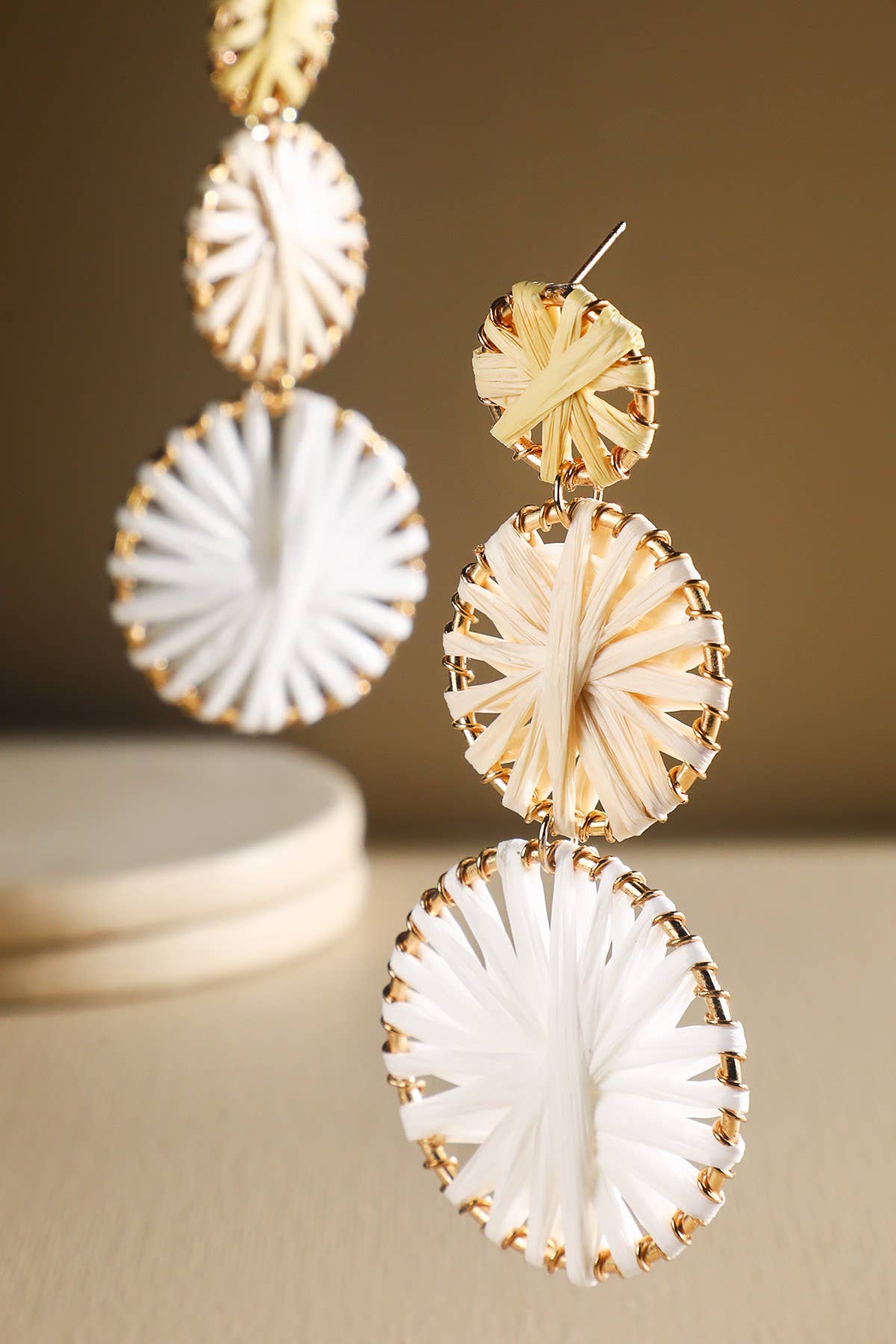 Simpson Layered Round Raffia Earrings (2 Colors!)