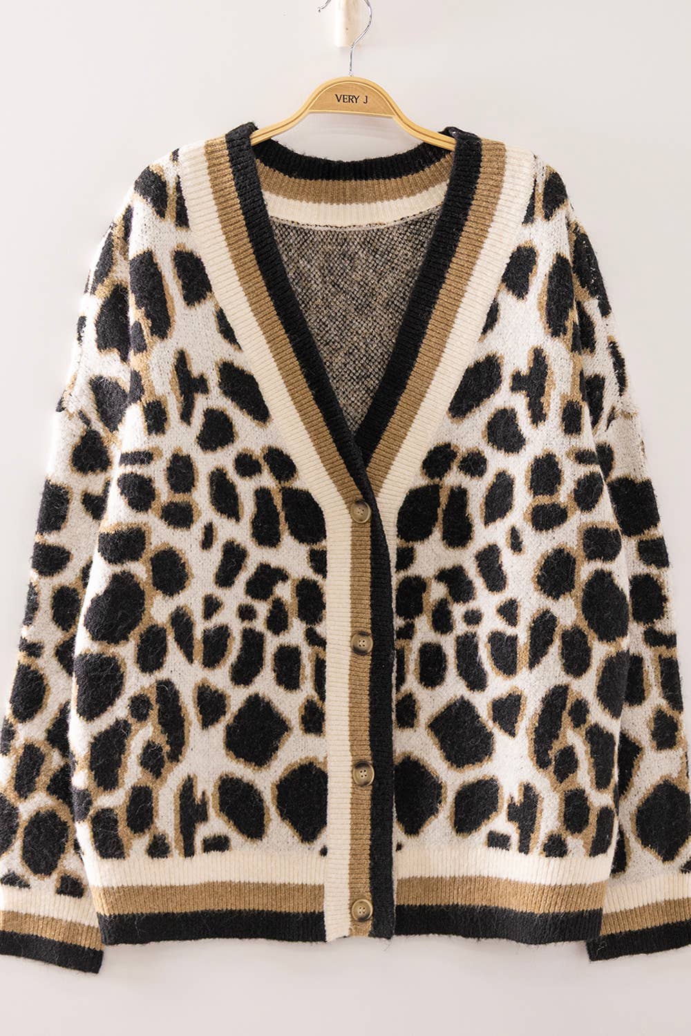 Bruden Leopard Print V-Neck Cardigan