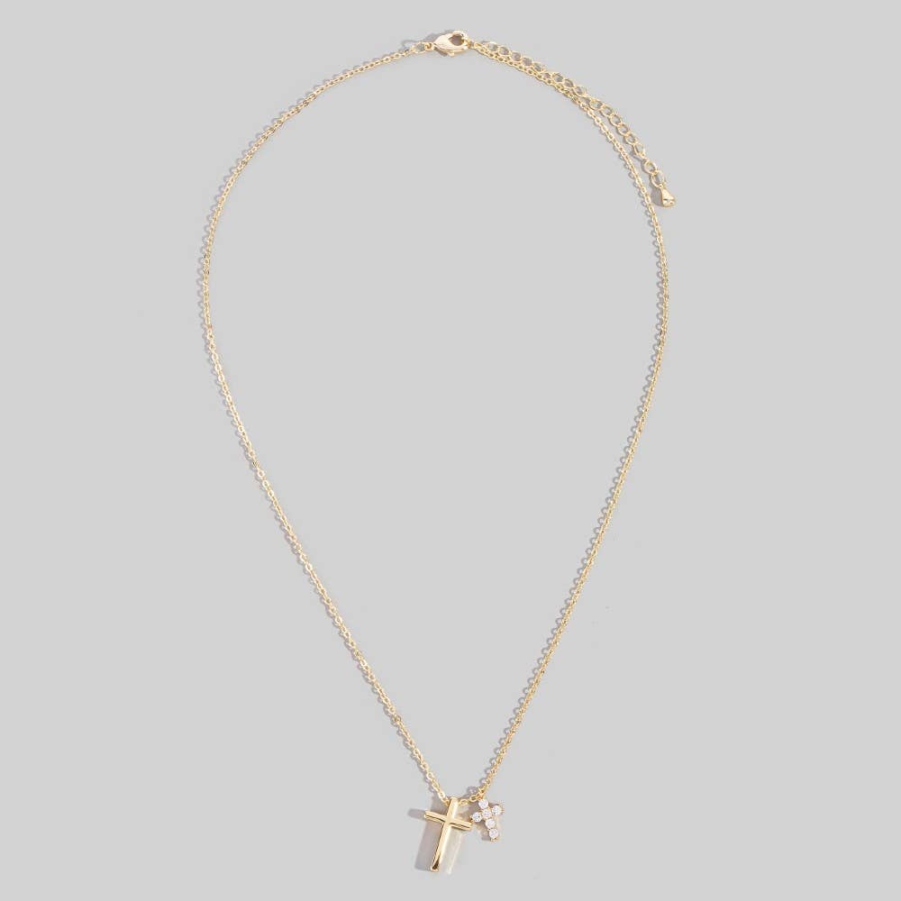 Ruddy Gold Dipped Cross Charms Necklace (2 Colors!)