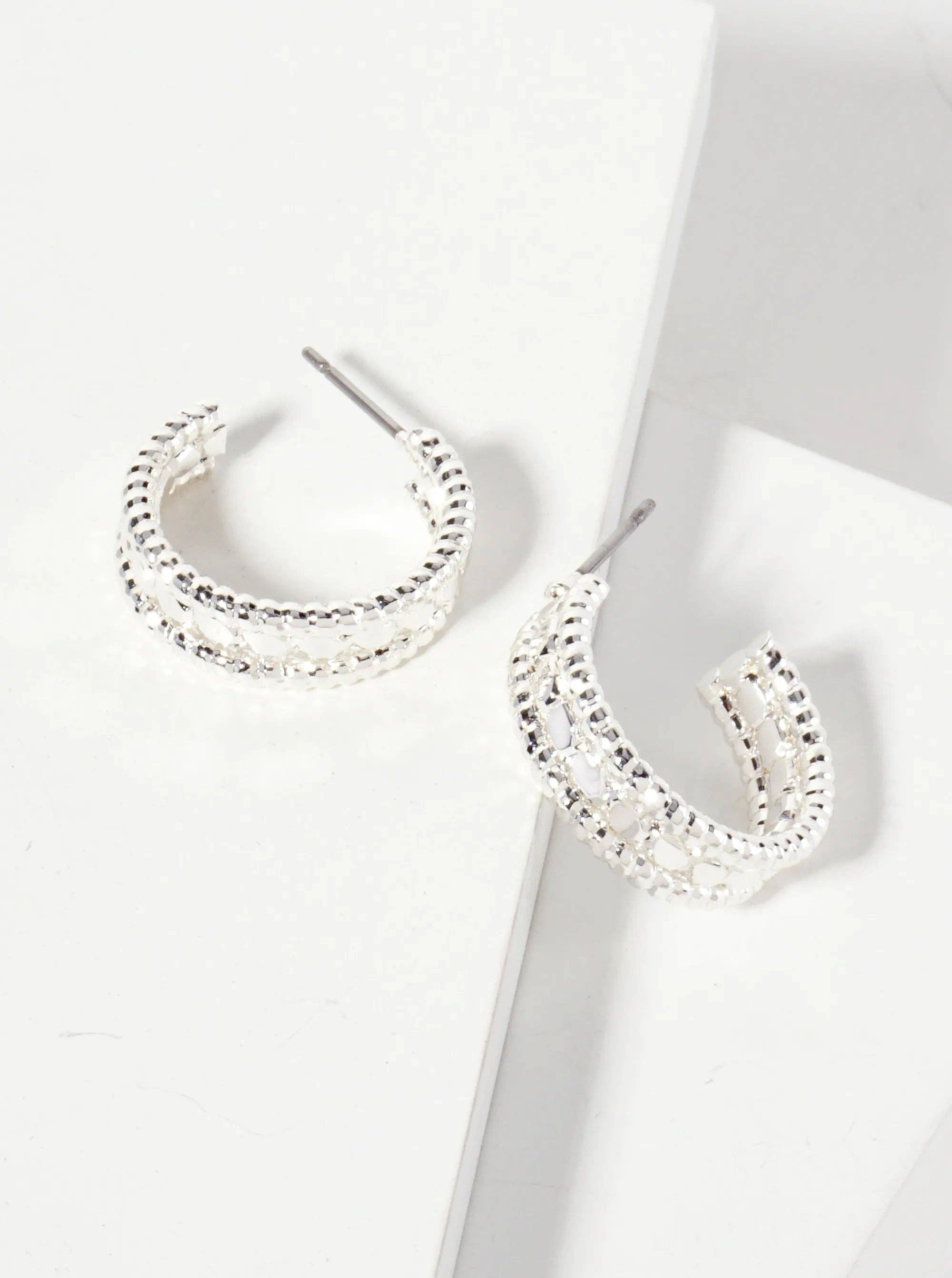 Yio Textured Open Hoop Earrings