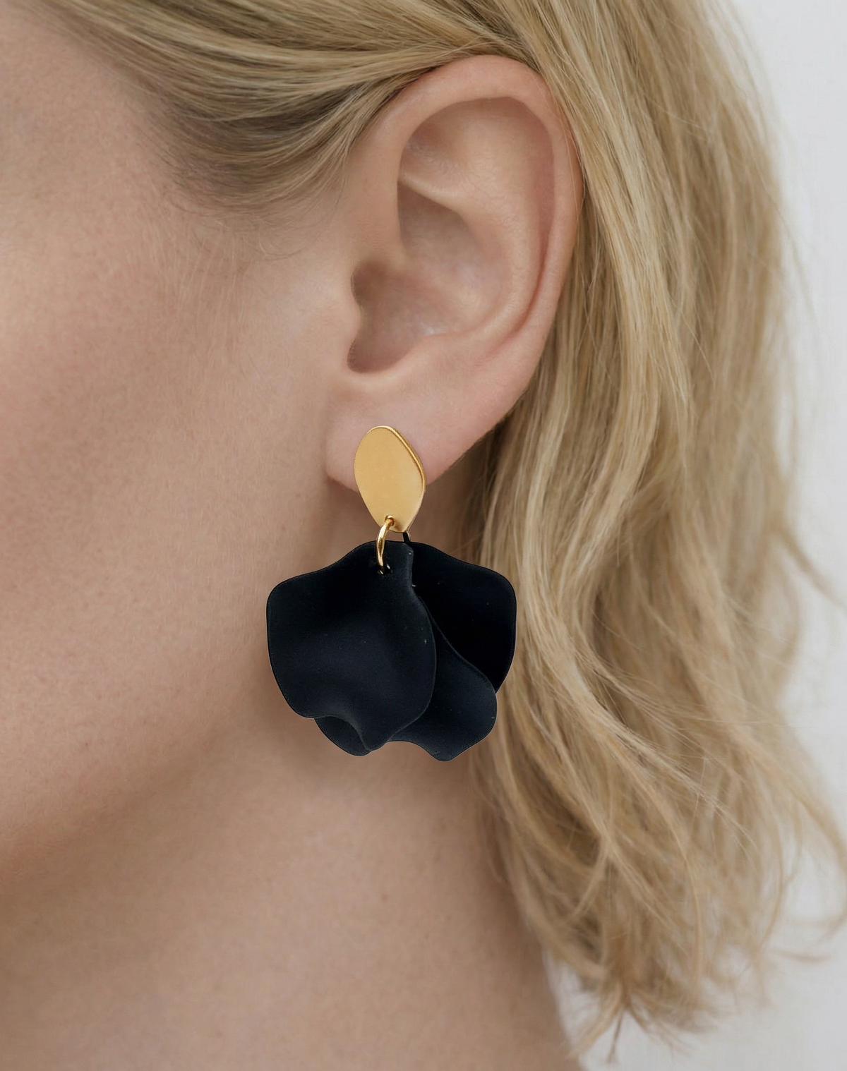 Donner Black Petal Drop Earrings