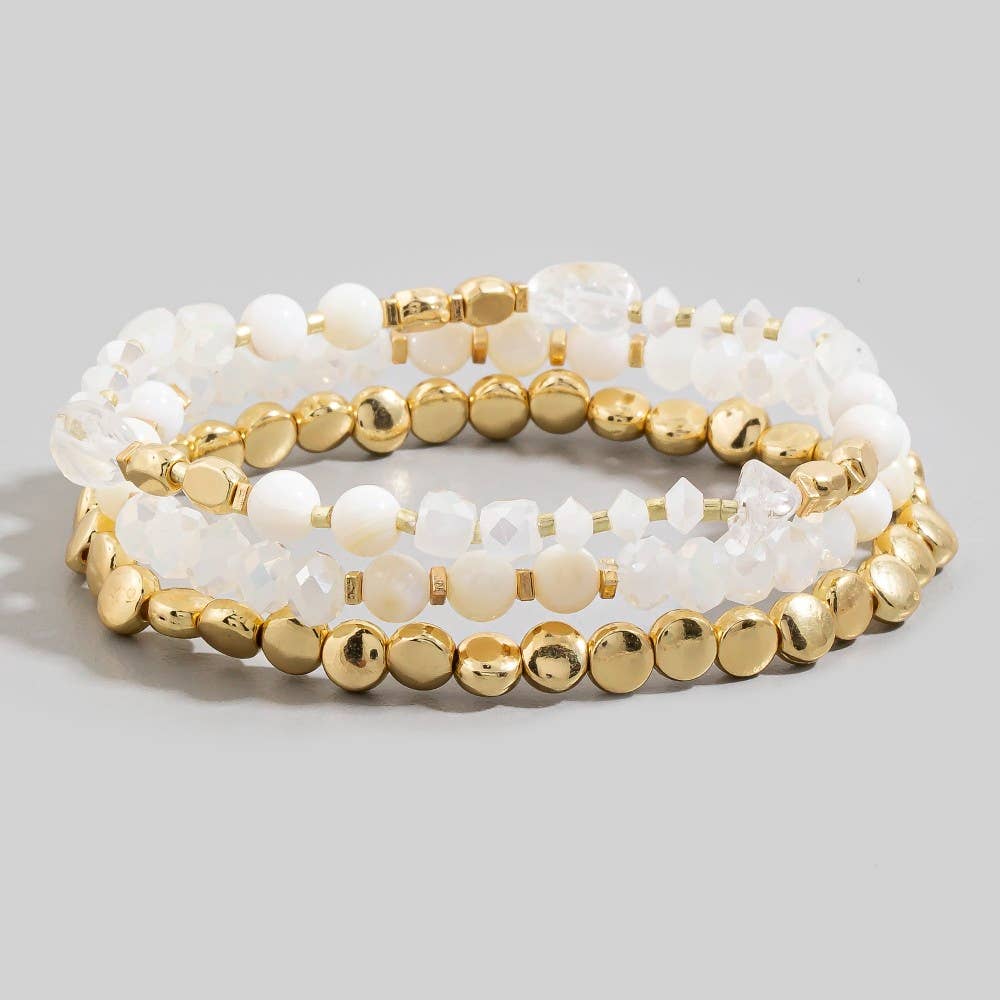 Roma Assorted Three Row Beaded Stretch Bracelet