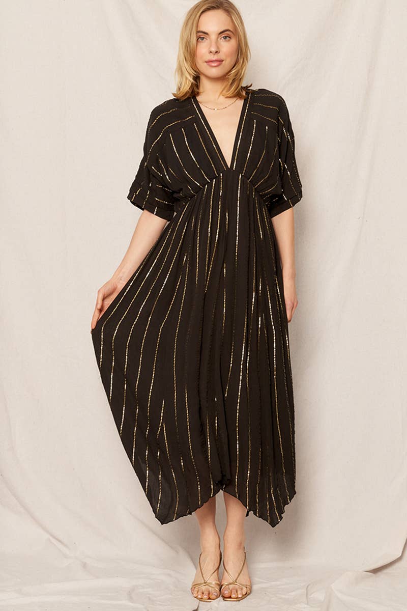 Deidre Striped Sequin Midi Dress