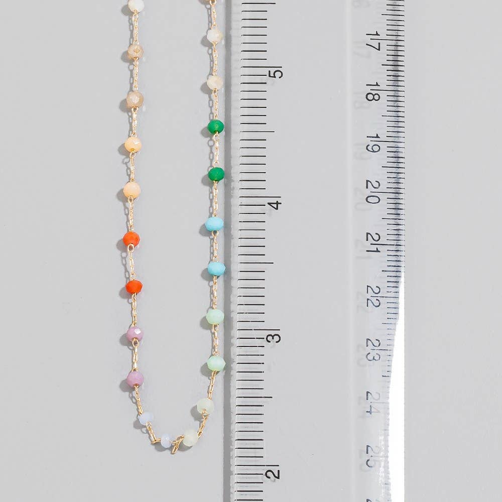 Soilee Assorted Dainty Bead Station Chain Necklace