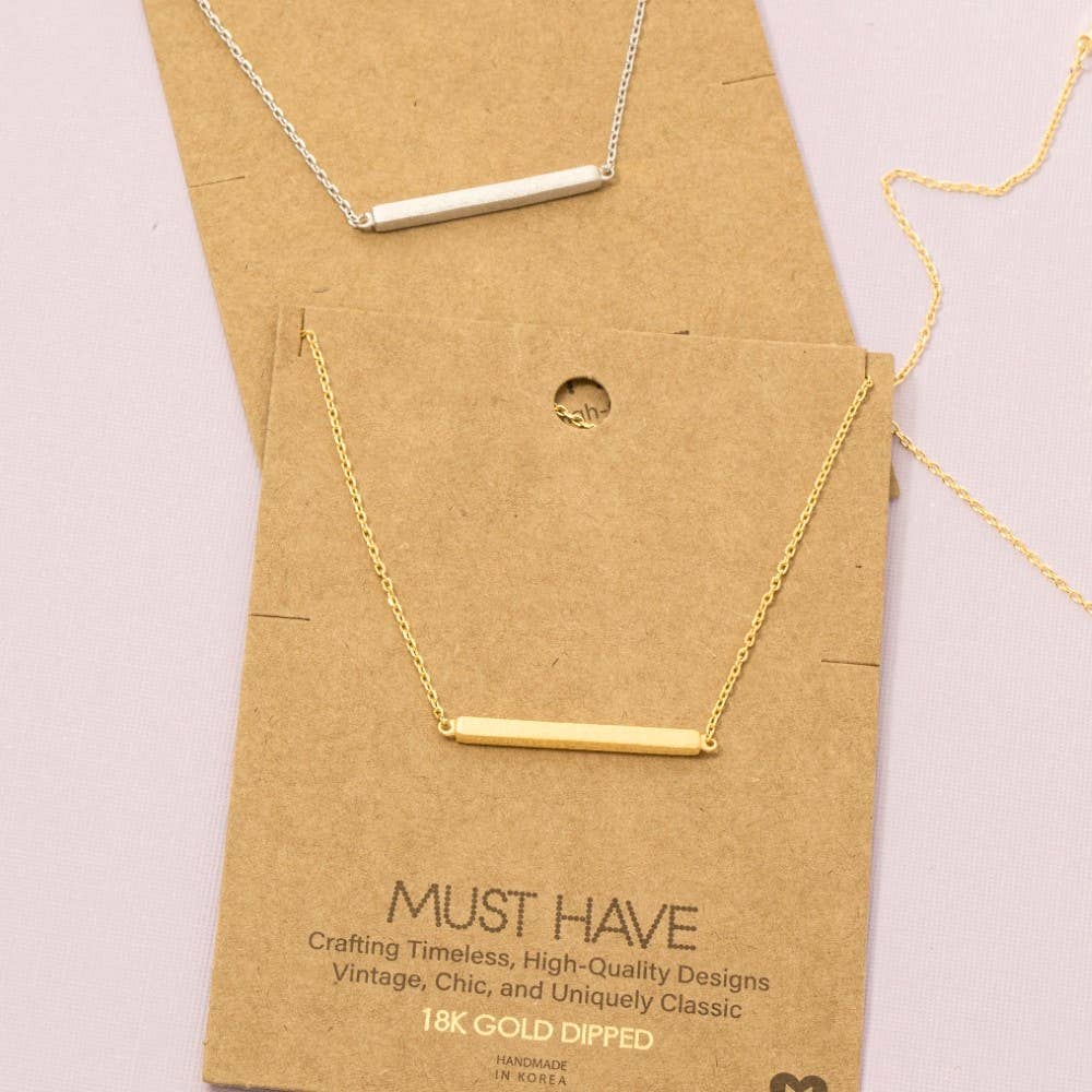 Arton Gold Dipped Thin Bar Pendant Necklace (2 Colors!)