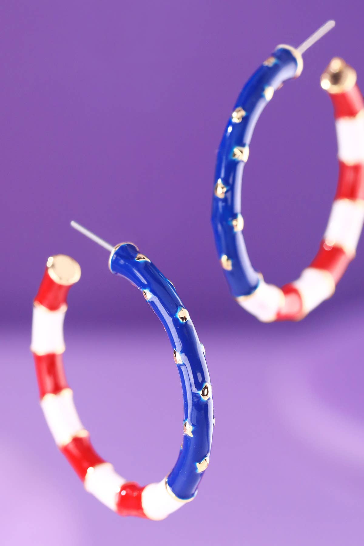 USA Flag Pattern C-Hoop Earrings