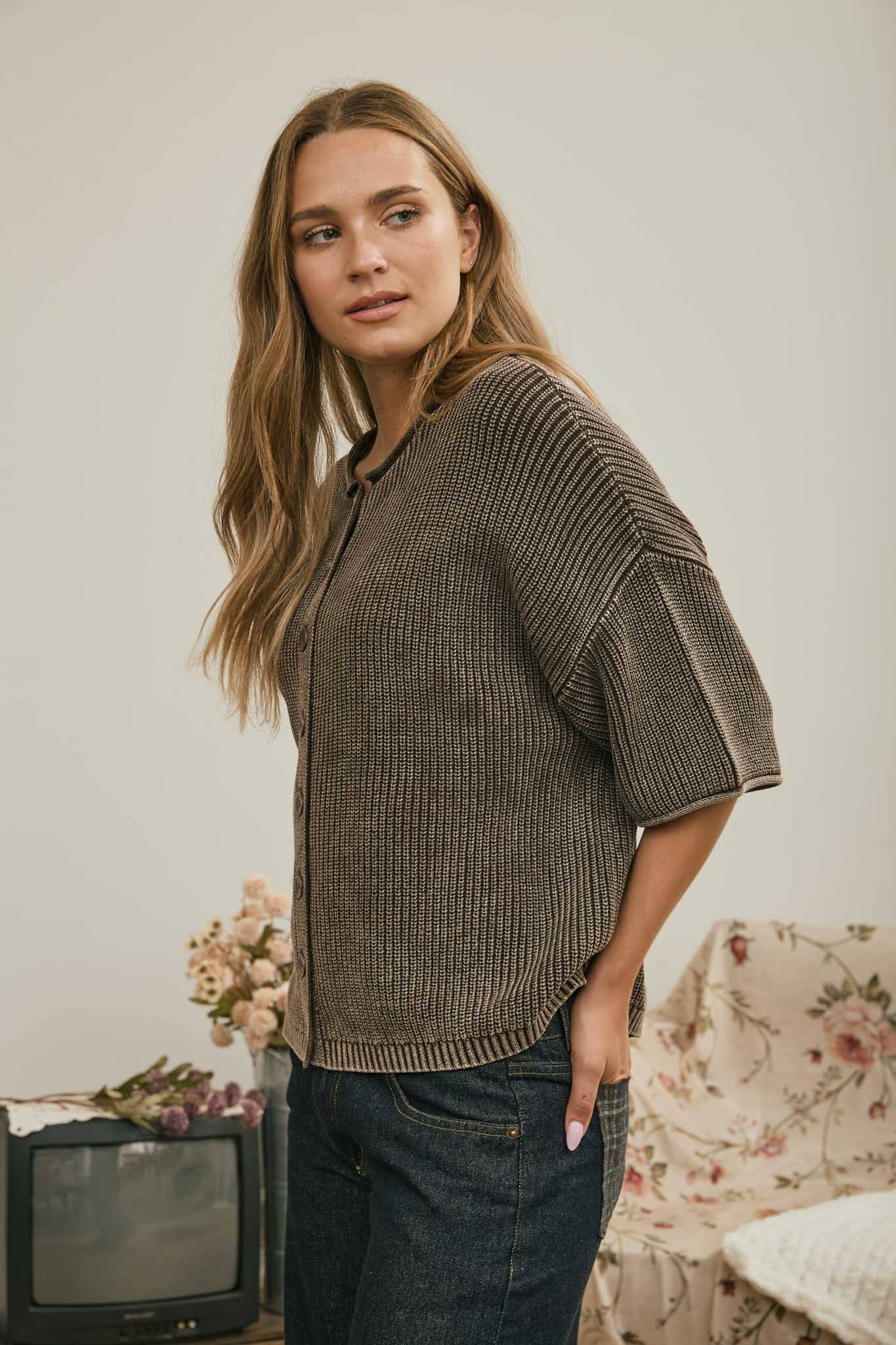 Daphne Washed Knit Cardigan