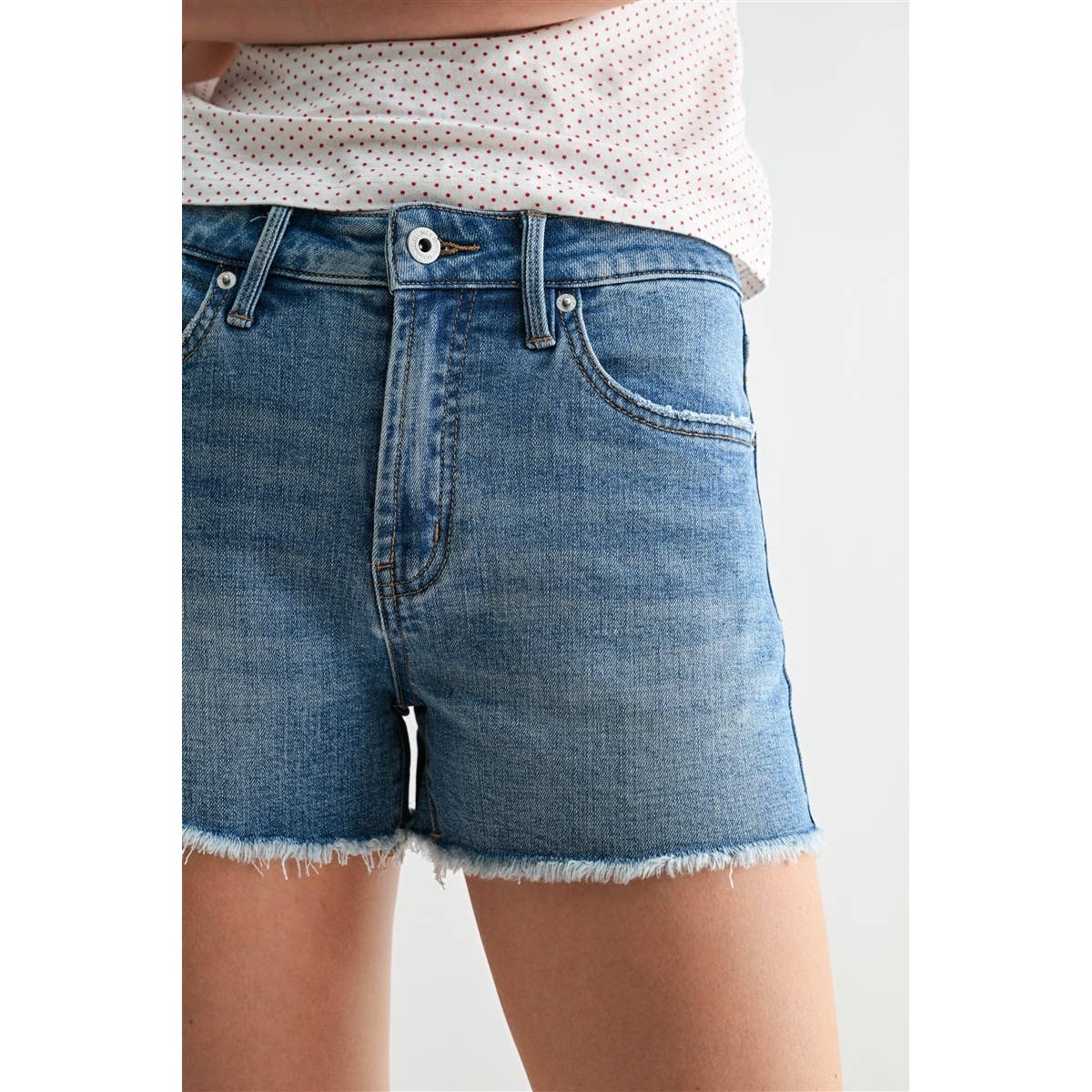MICA Folley High Rise Raw Hem Denim Jean Shorts