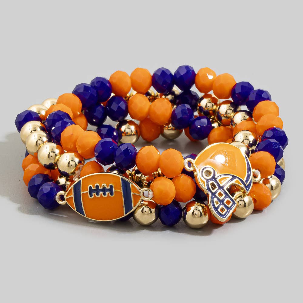Smenton Enamel Football Charm Crystal Bead Bracelet