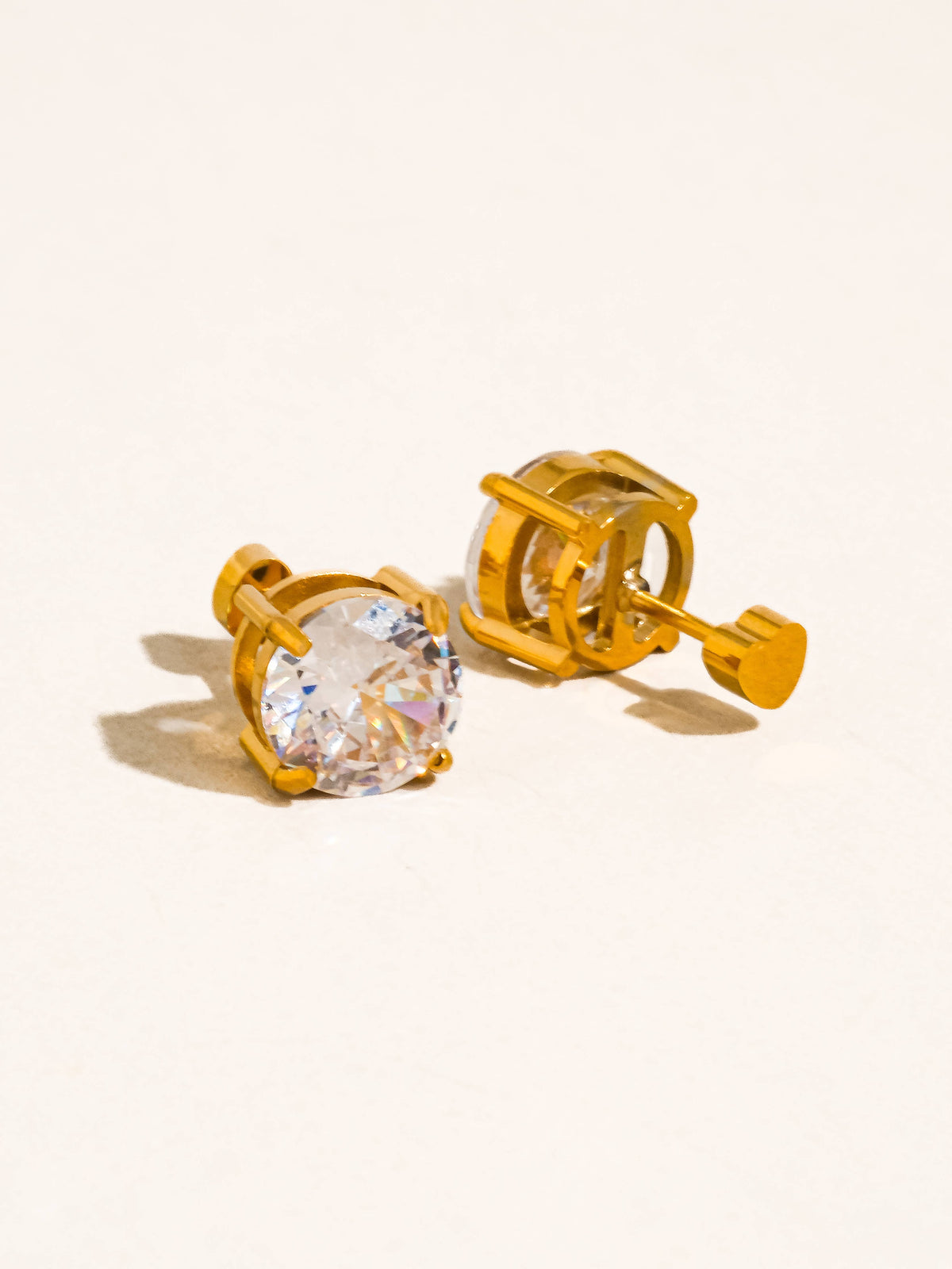 Flânerie by MAIQ Avenn 18K Gold Non-Tarnish Round CZ Flat Back Earrings