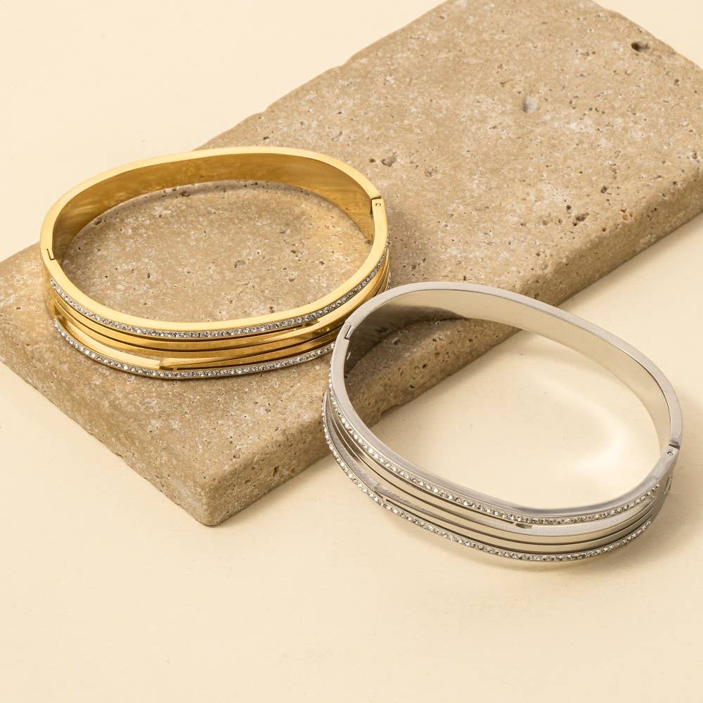 Fynn Pave Trim Bangle Bracelet (2 Colors!)