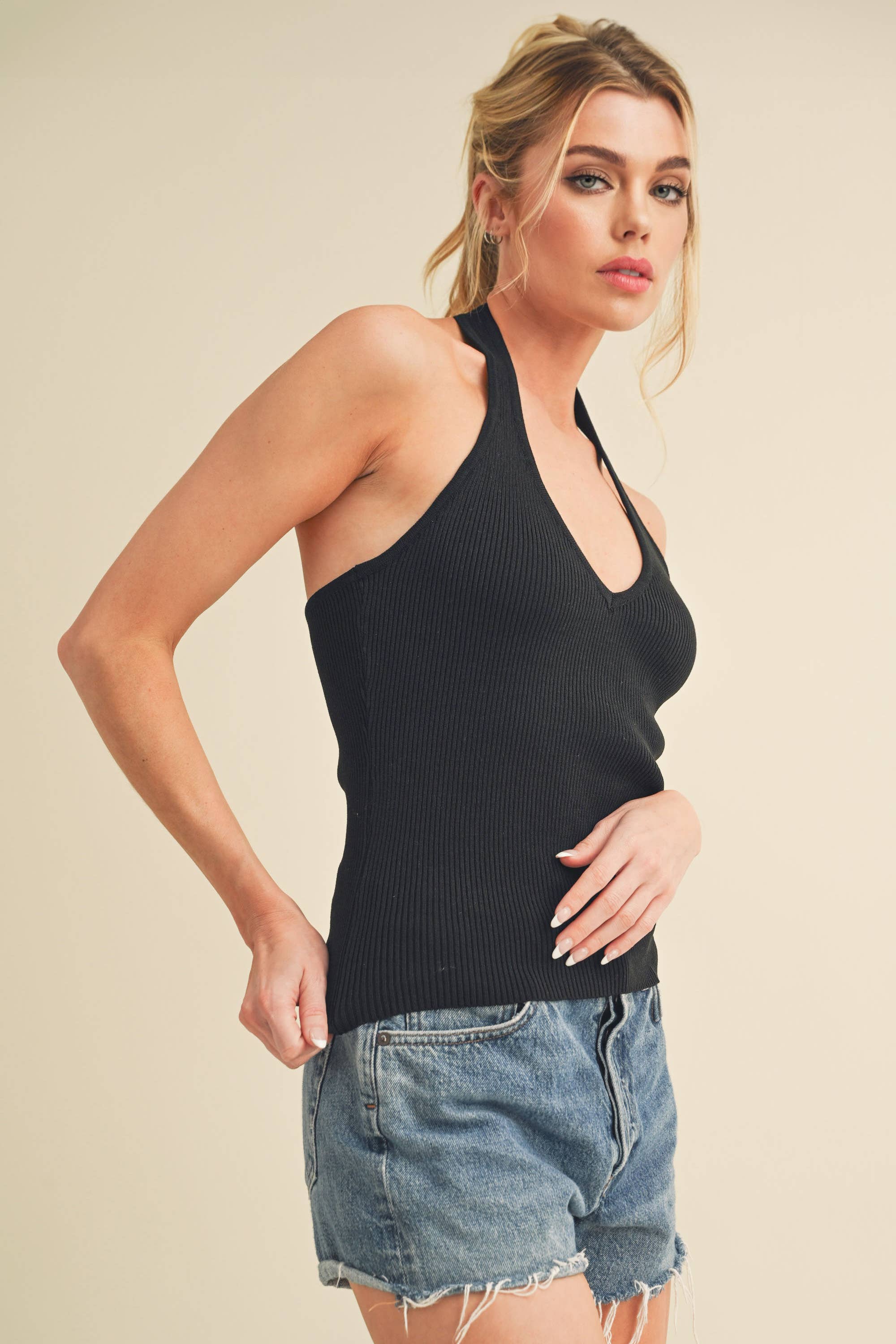 Leighton Halter Black Tank FINAL SALE