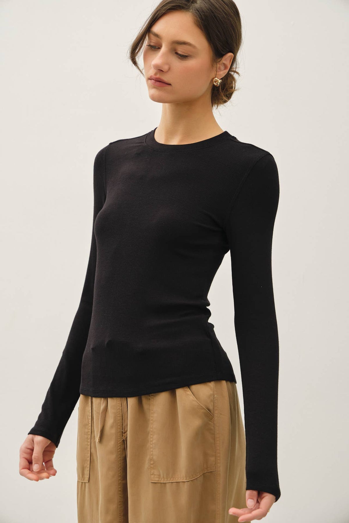 Henry Ribbed Crew Long Sleeve Top (5 Colors!)