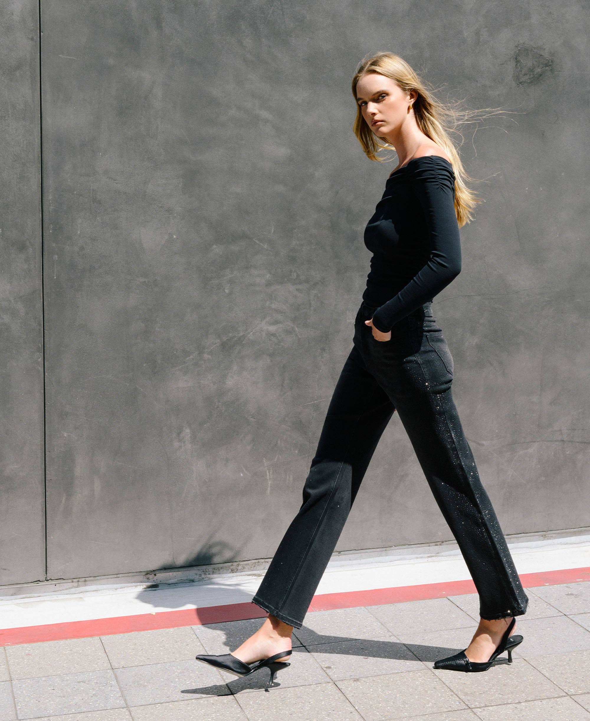 Vervet Ace High Rise Slim Rhinestone Jeans