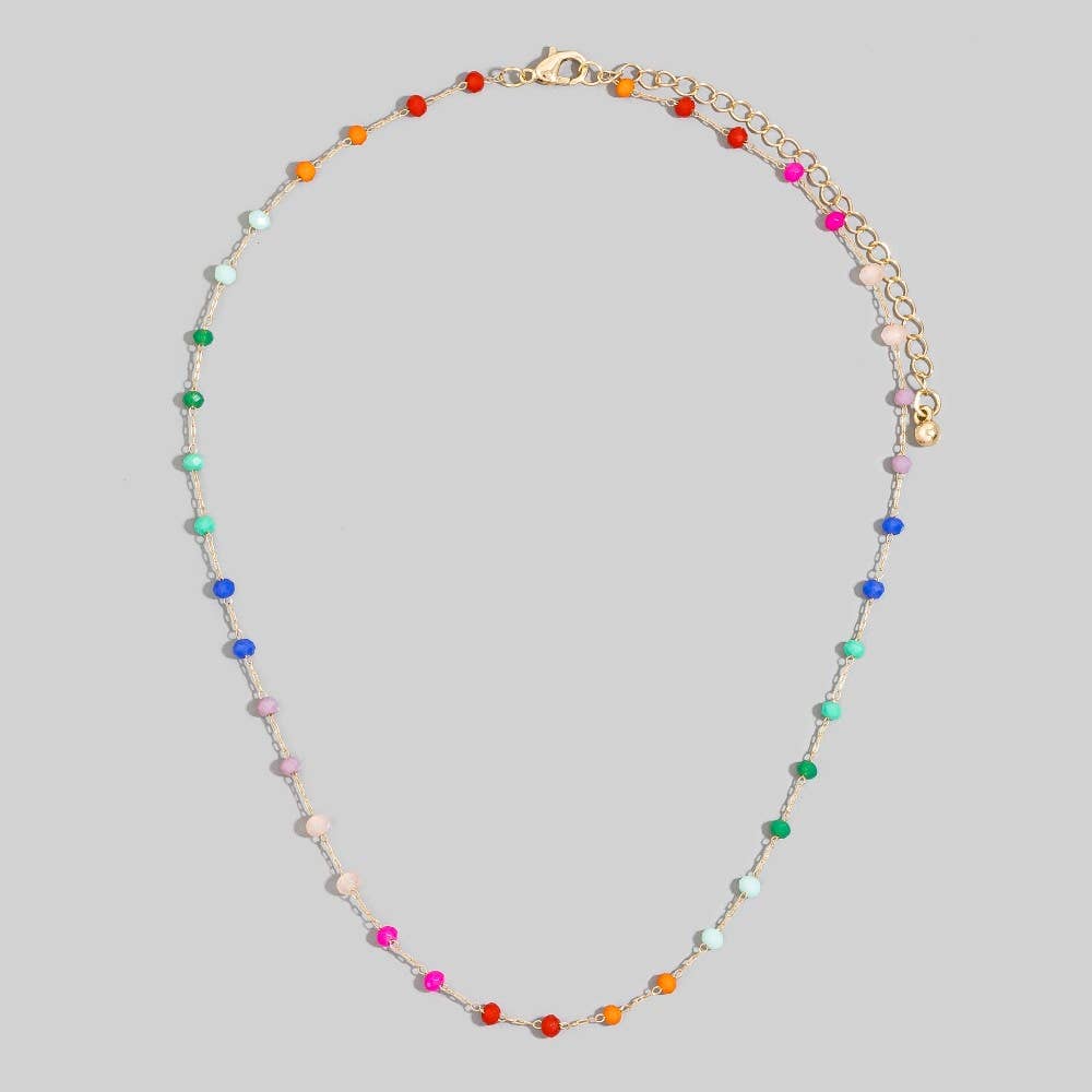 Soilee Assorted Dainty Bead Station Chain Necklace